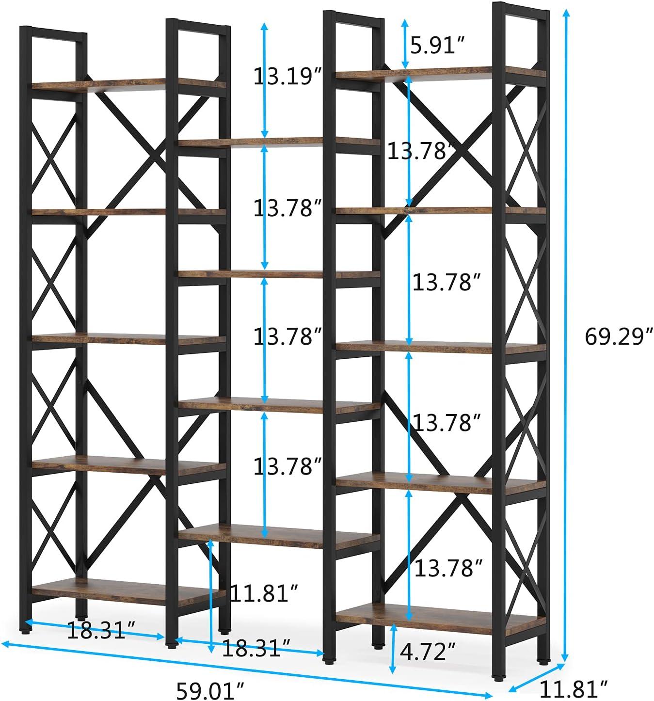 Tribesigns Triple Wide 5-Shelf Bookcase, Etagere Large Open Bookshelf