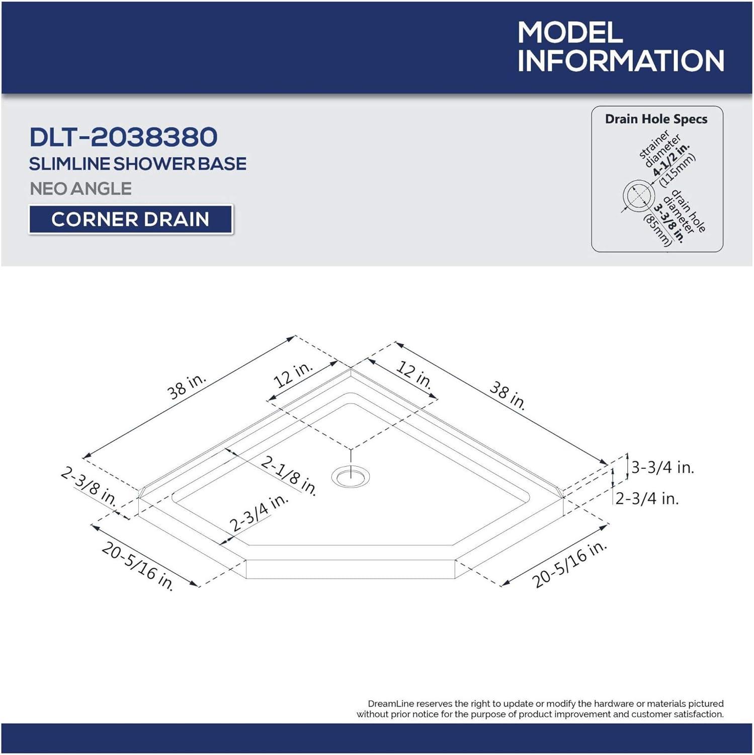 Prism Plus 38" W x 38" D x 74.75" H Frameless Neo-Angle Shower Enclosure with Base Included