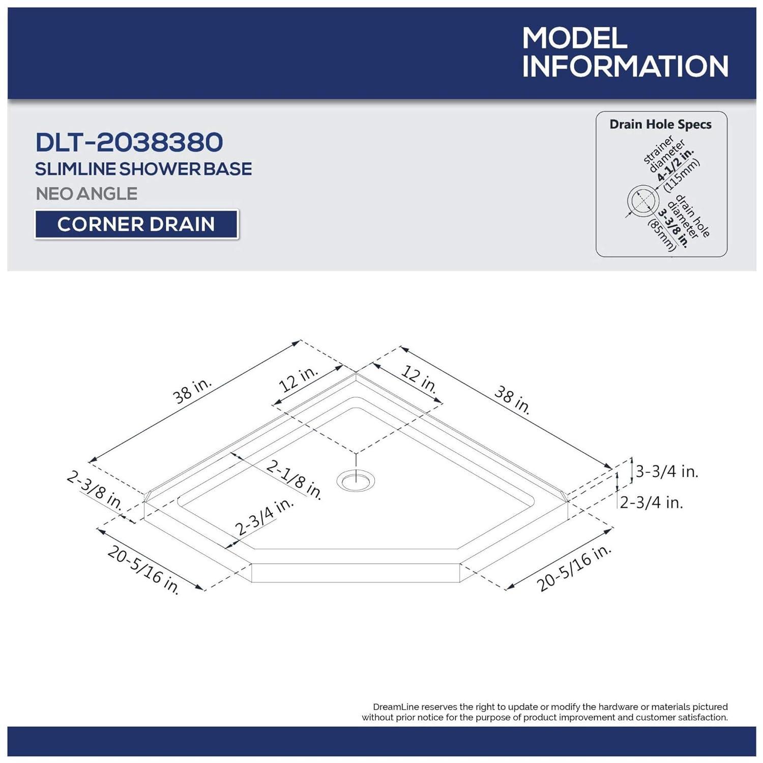 Prism Plus 38" W x 38" D x 74.75" H Frameless Neo-Angle Shower Enclosure with Base Included