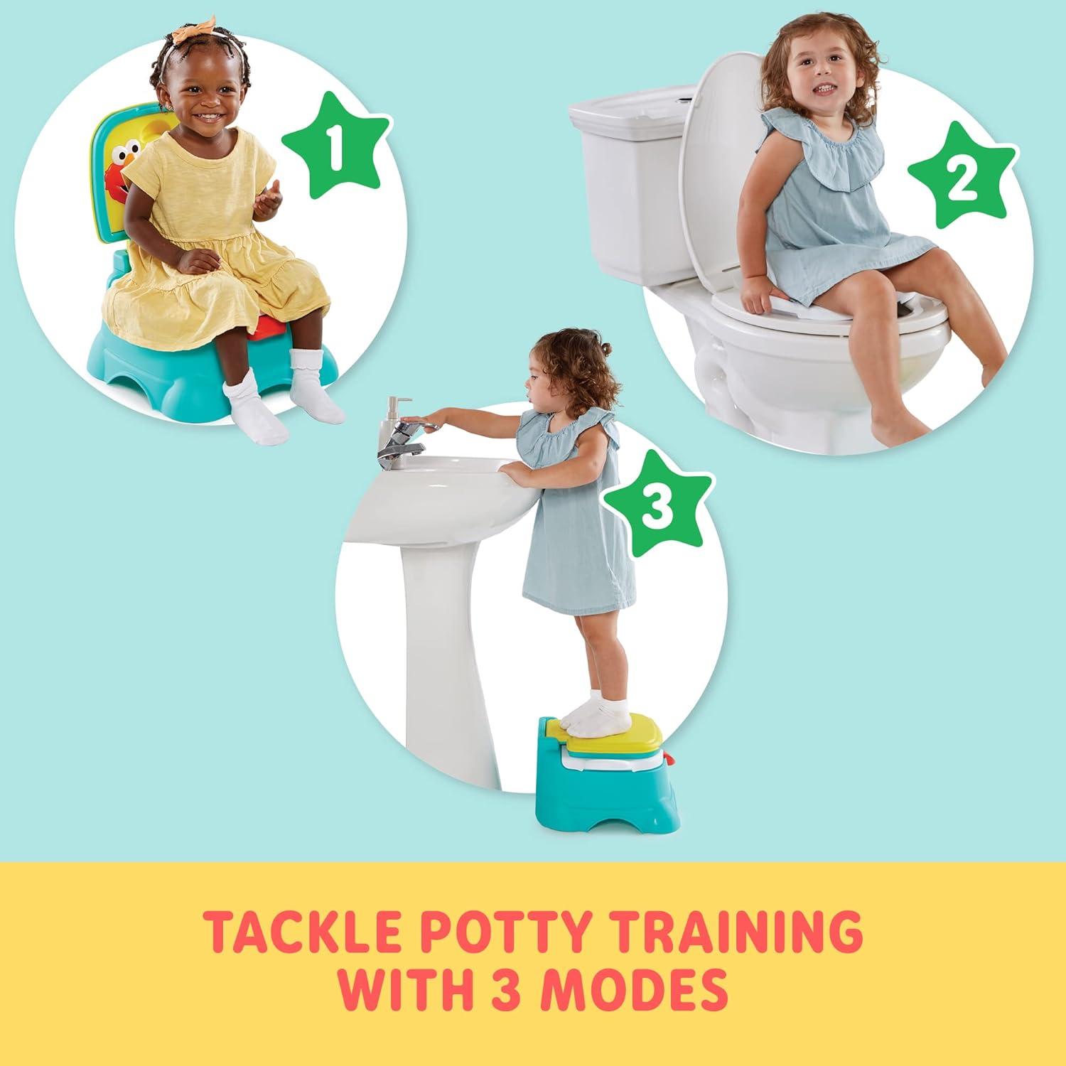 Sesame Street 3-in-1 Potty Chair, Step Stool and Toilet Training Seat - Elmo Hooray!