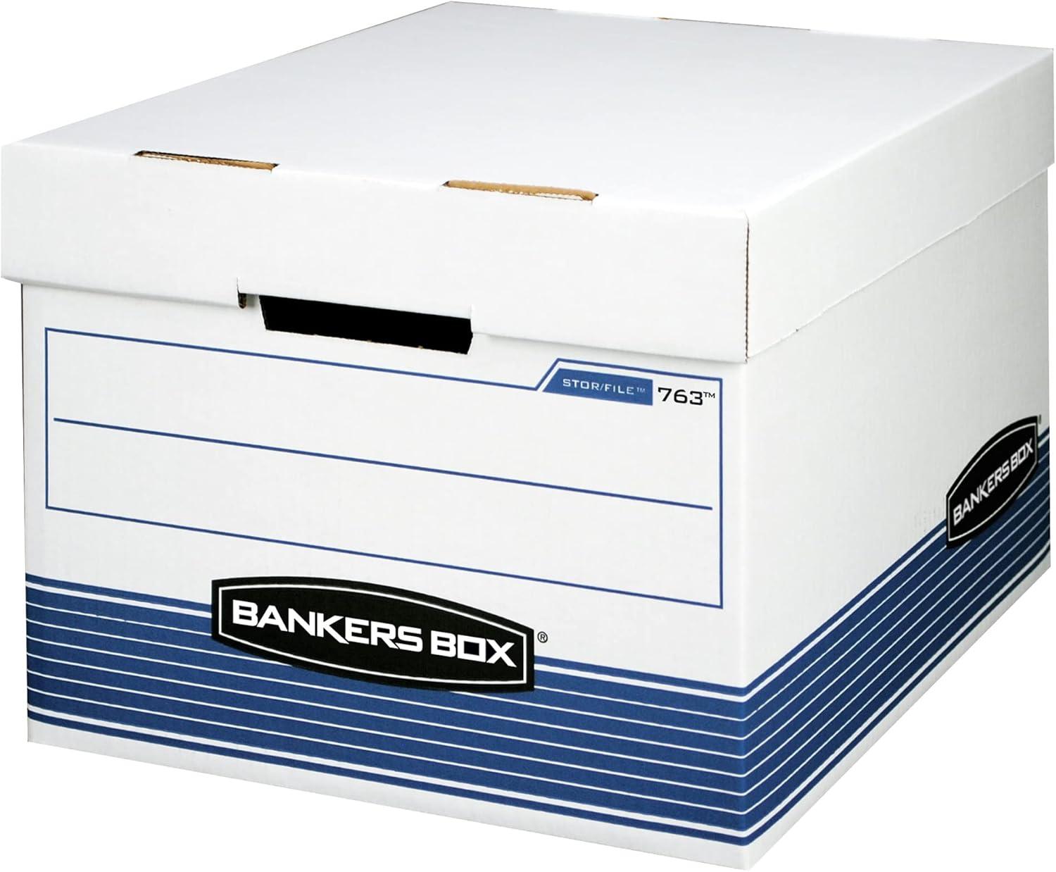 White and Blue Medium-Duty Portable File Storage Boxes