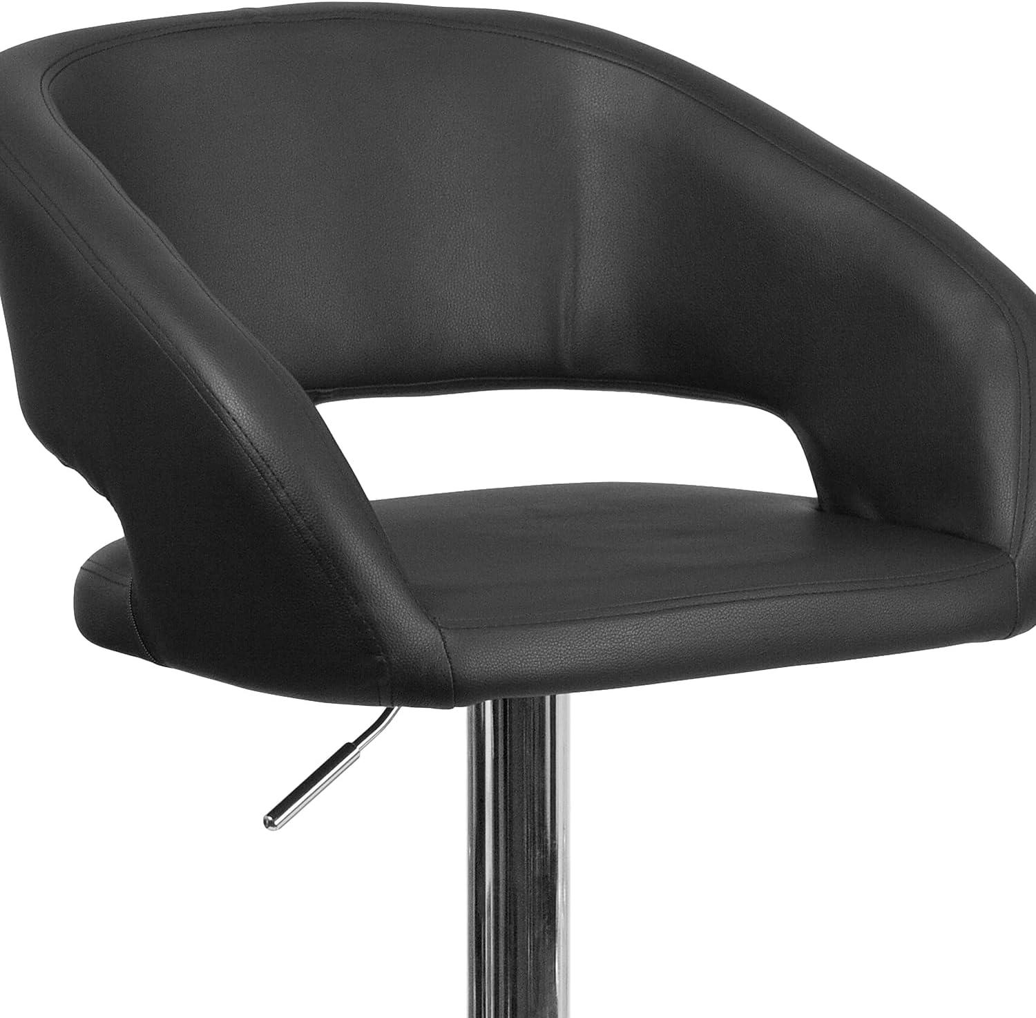 Flash Furniture Contemporary Vinyl Adjustable Height Barstool with Rounded Mid-Back