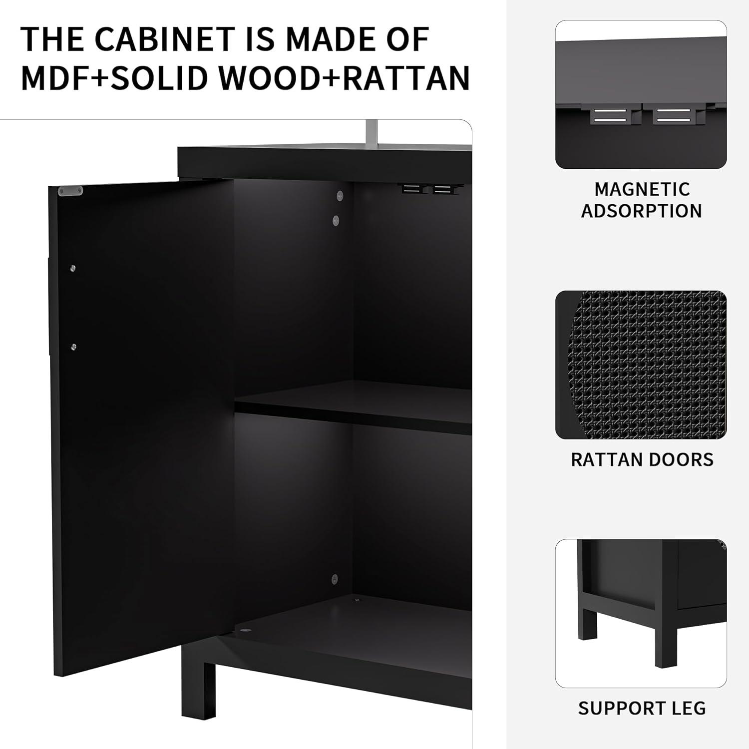 Bay Isle Home™ Buffet Sideboard Cabinets With Storage And Rattan Door