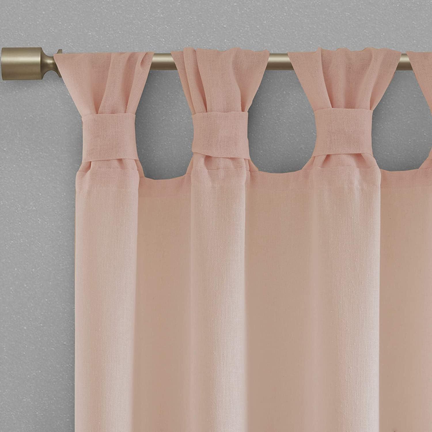 Rosette Floral Embellished Cuff Tab Top Solid Curtain Panel