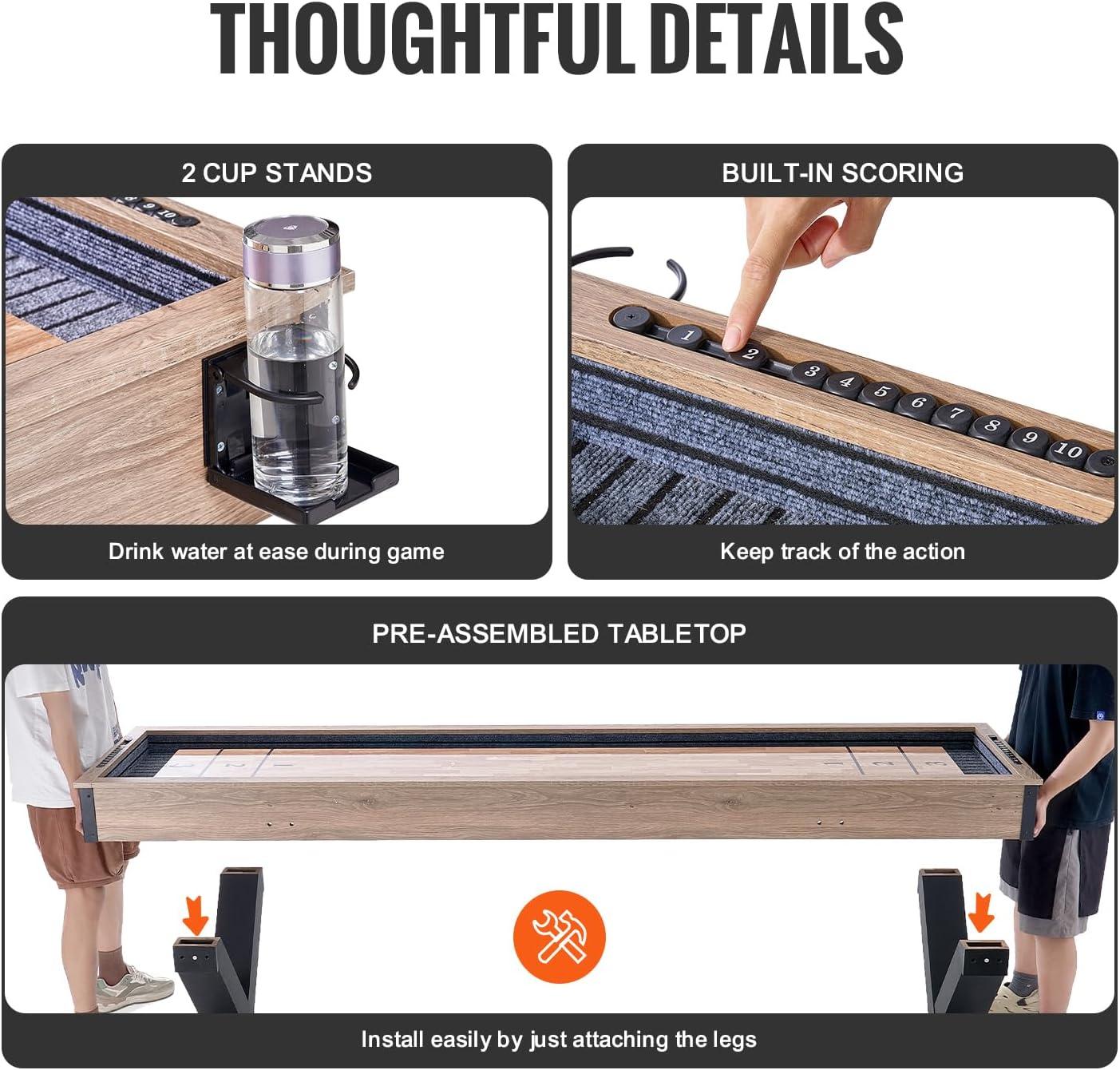 VEVOR Shuffleboard Table 2 in 1 Shuffleboard and Bowling Combo Game Set