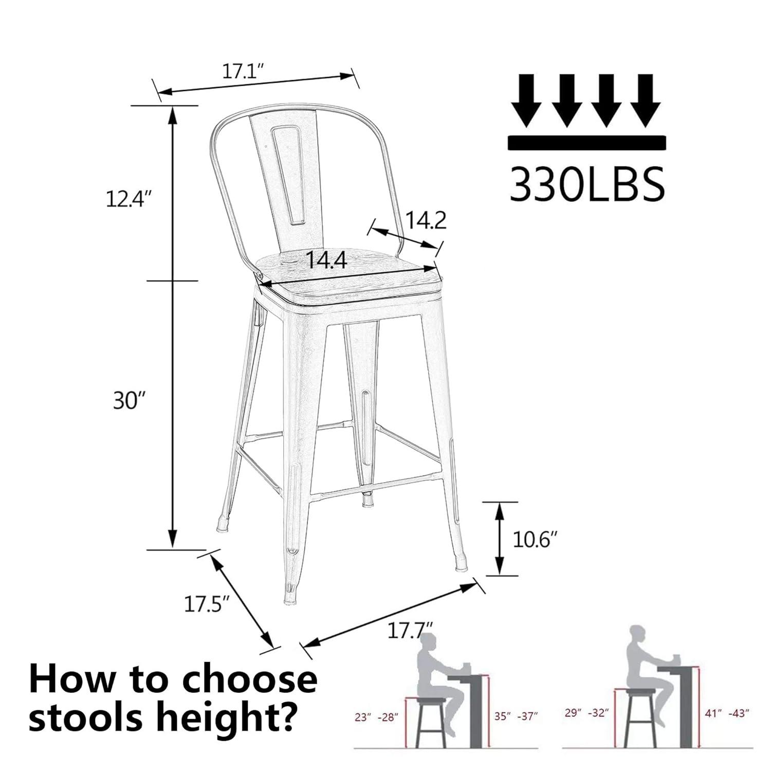 Andeworld  farmhouse bar stools ,counter height bar stools set of 4 - Set of 4 Silver 30INCH Bar Height N/A 350 lbs