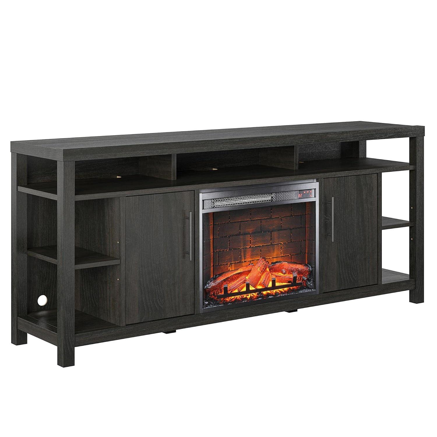 Espresso Electric Fireplace TV Stand with Cabinets and Shelves
