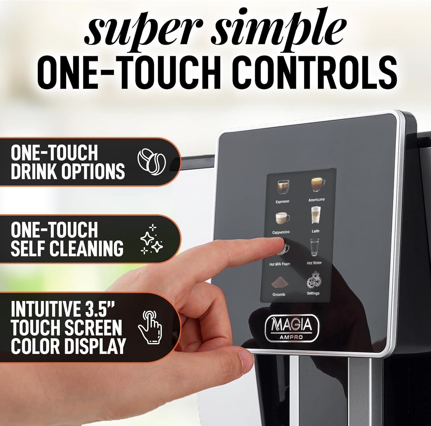Magia AMPRO Automatic Espresso Machine with Grinder, Super Automatic Coffee Machine and Milk Frother by Zulay Kitchen