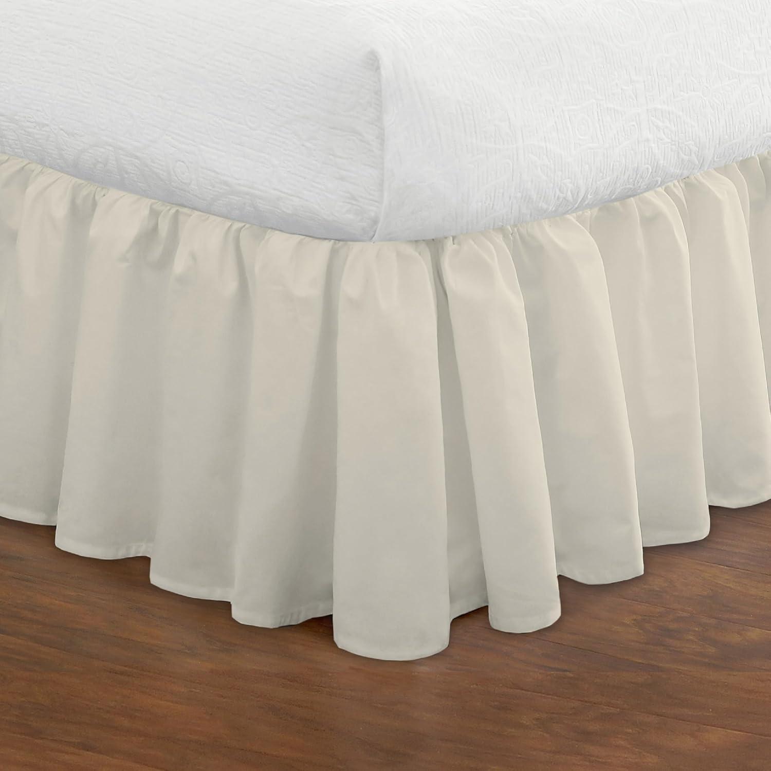 Fresh Ideas Fresh Ideas Ruffled Poplin Bed Skirt, 14" Drop Length
