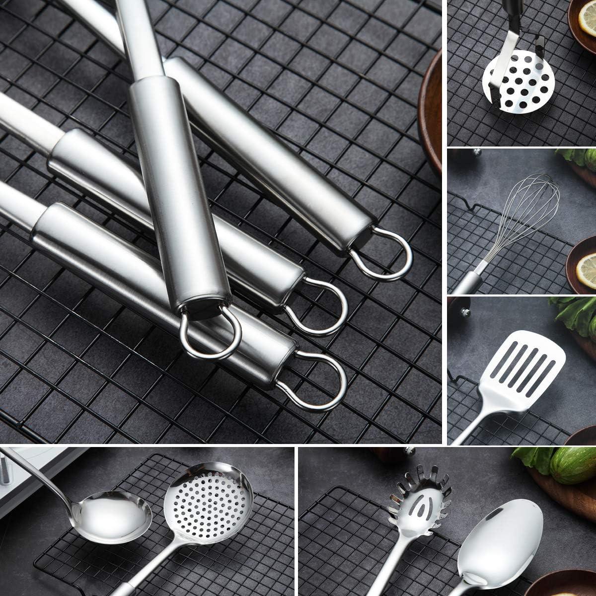 13-Piece Stainless Steel Cooking Utensil Set with Holder