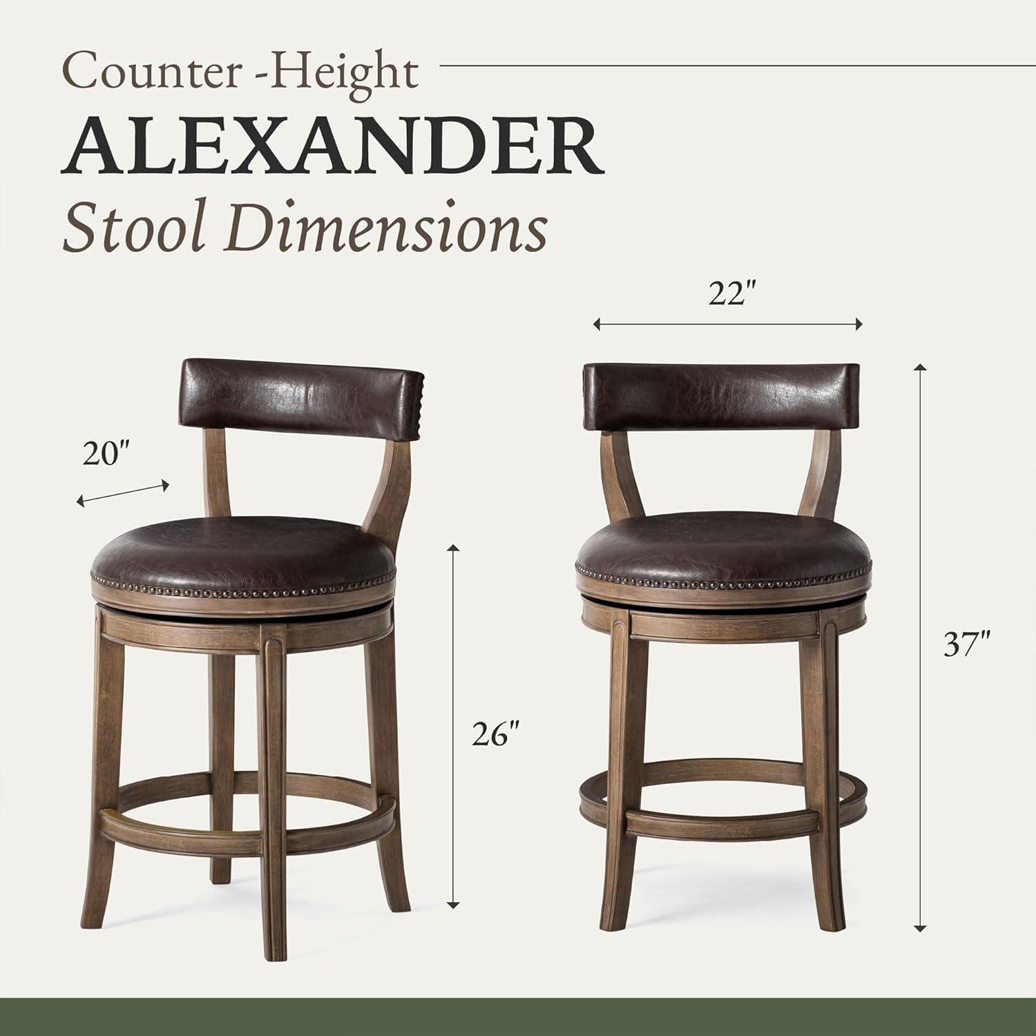 Maven Lane Alexander Counter Stool with Vegan Leather Upholstery