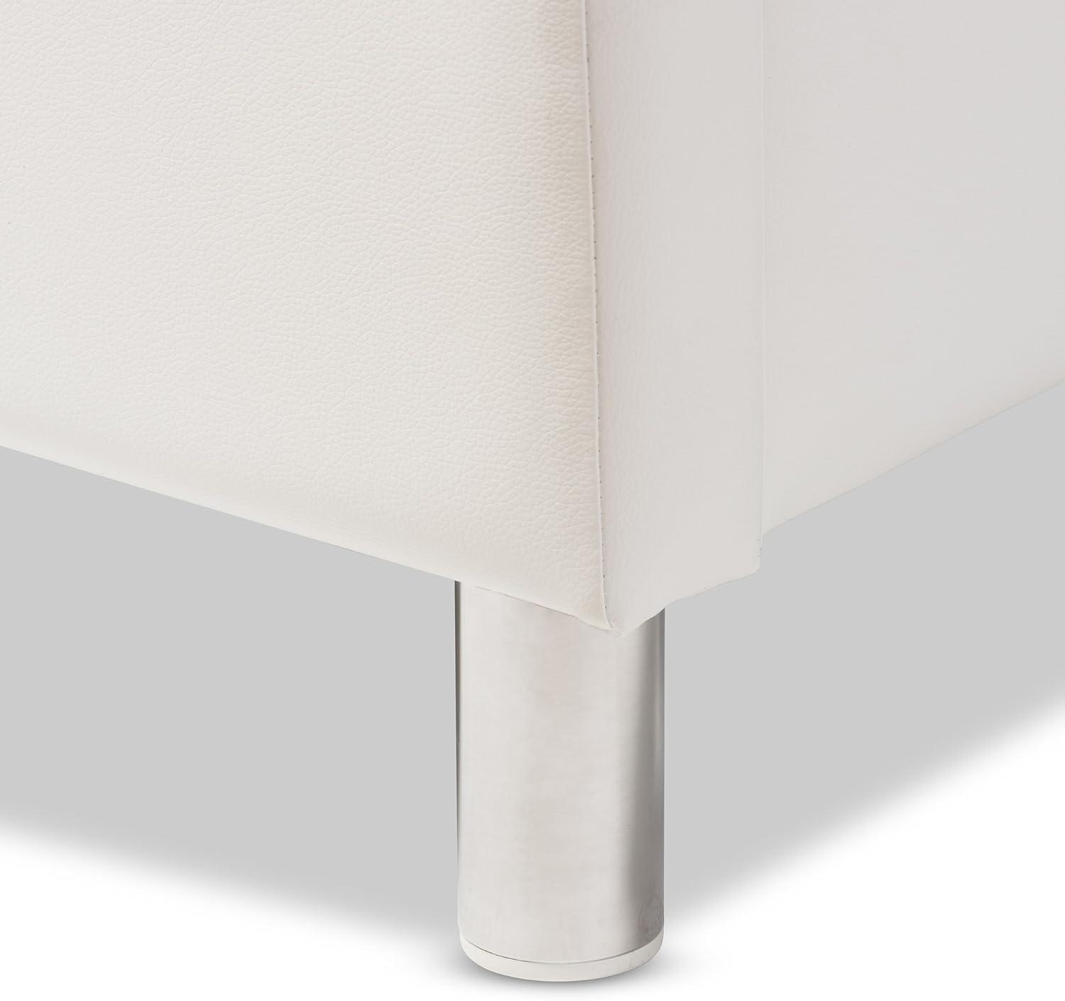 Full Adult Bed 80"x28"x8" White - Baxton Studio: Contemporary Platform Design, Faux Leather