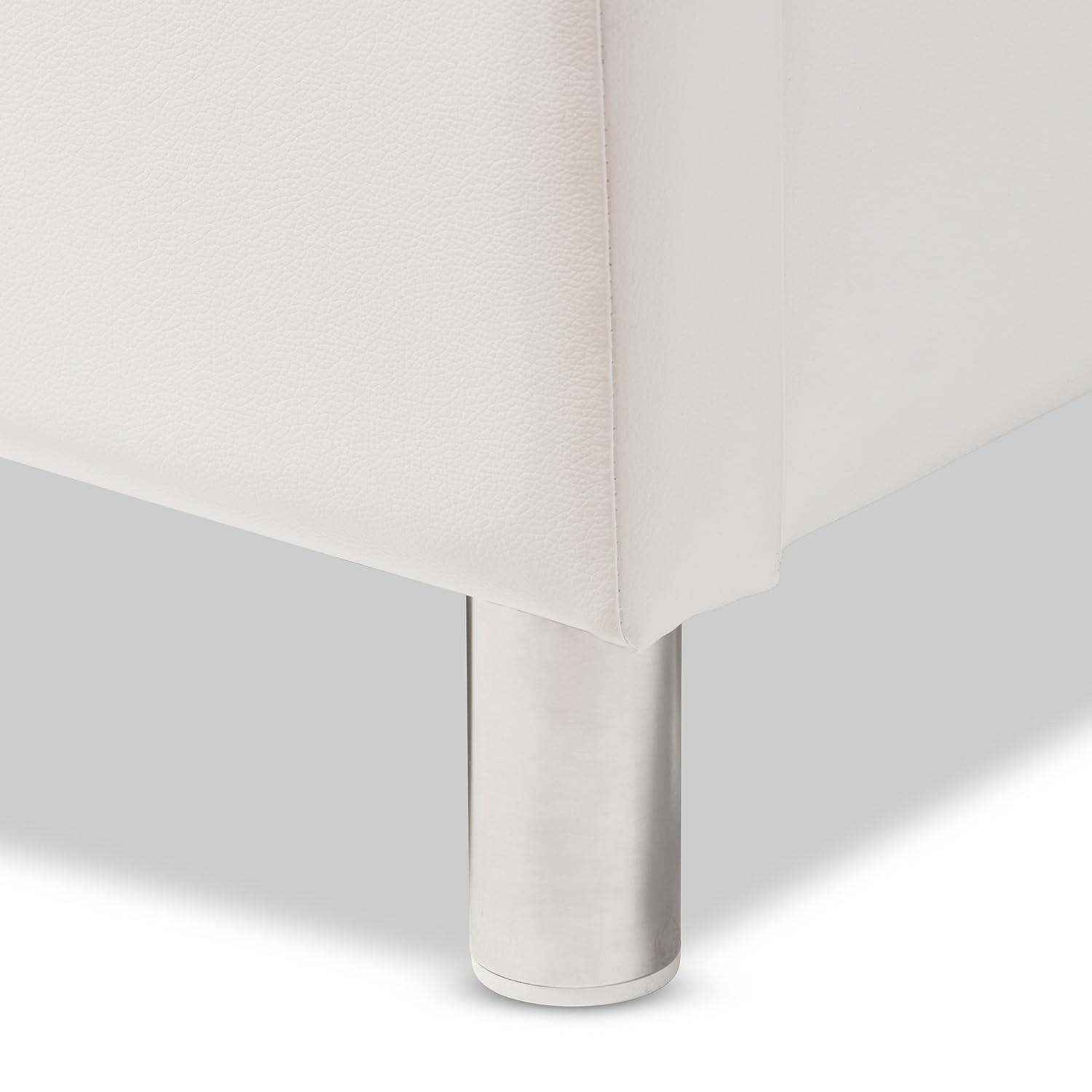 Full Adult Bed 80"x28"x8" White - Baxton Studio: Contemporary Platform Design, Faux Leather