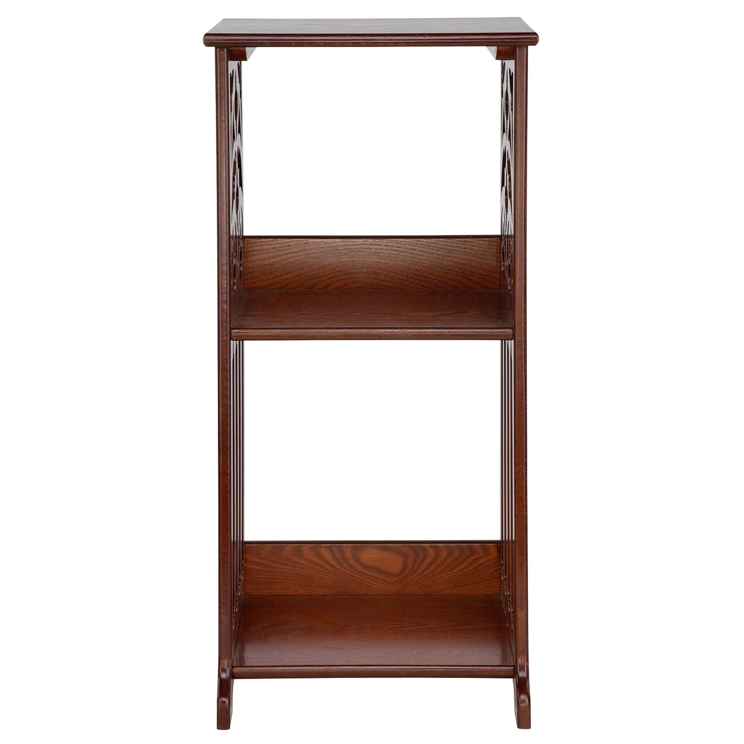 Design Toscano Thomas Aquinas Gothic Tracery Bookcase Side Table, 15 inches Wide, 31 inches Tall, Hardwood, Walnut Finish