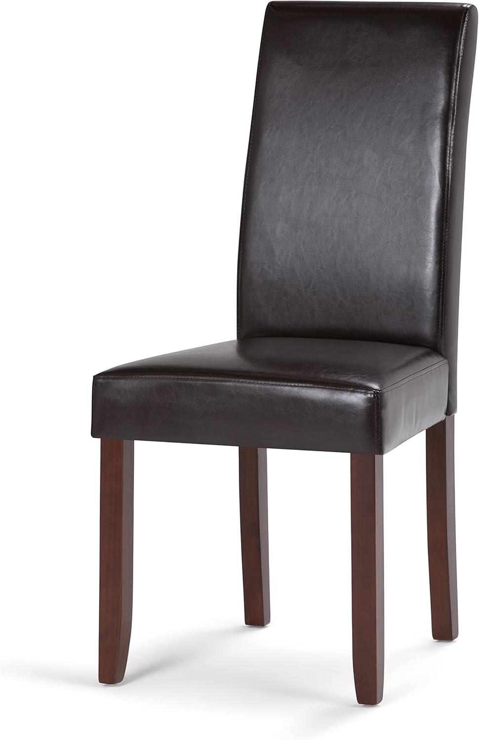 Acadian Transitional Parson Dining Chair (Set of 2) in Tanners Brown Faux Leather