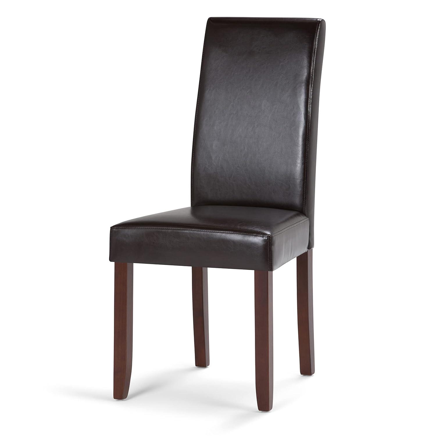 Simpli Home Acadian Andover Upholstered Parson Dining Chair with Tufted Backrest and Solid Wood Frame (Set of 2)