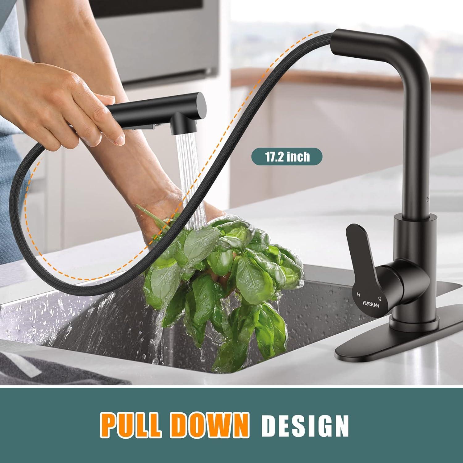 Matte Black Stainless Steel Pull-Out Spray Kitchen Faucet