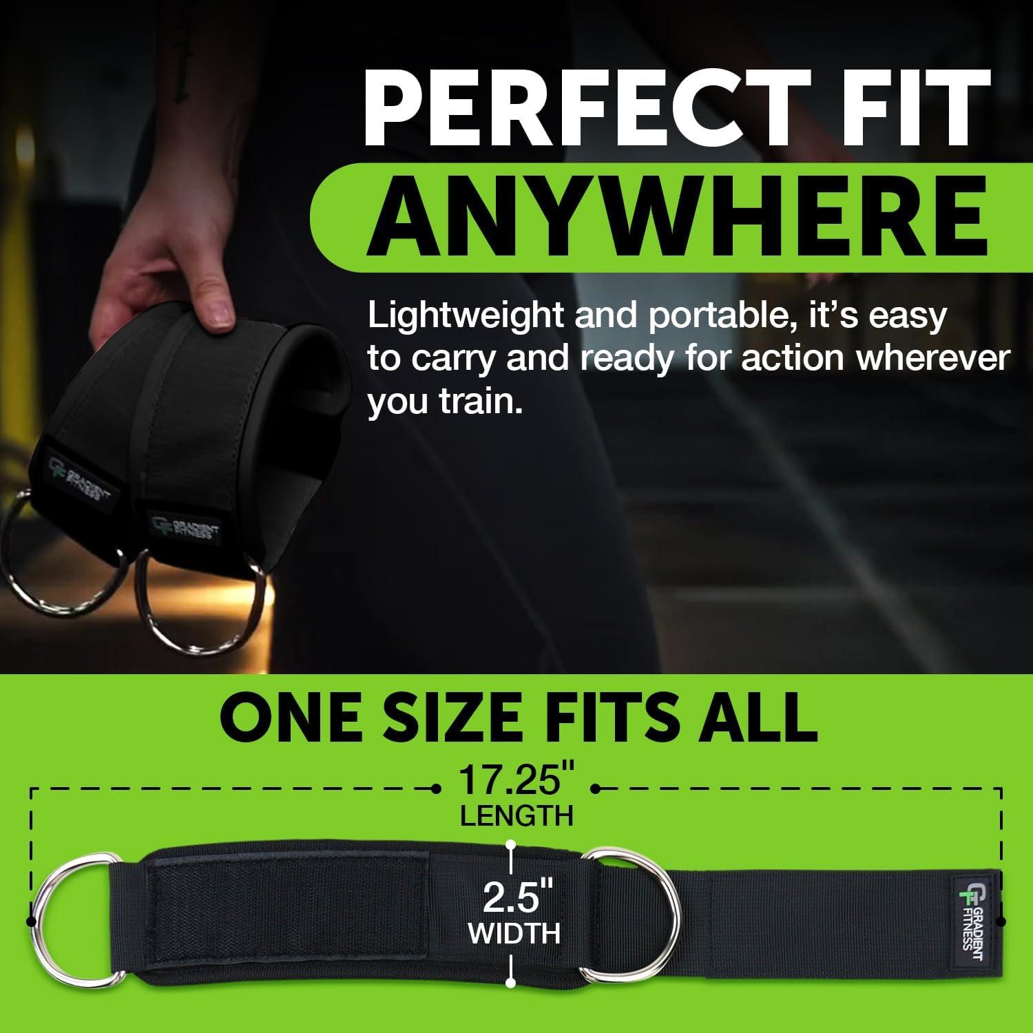 Black Neoprene Padded Ankle Straps with D-Rings