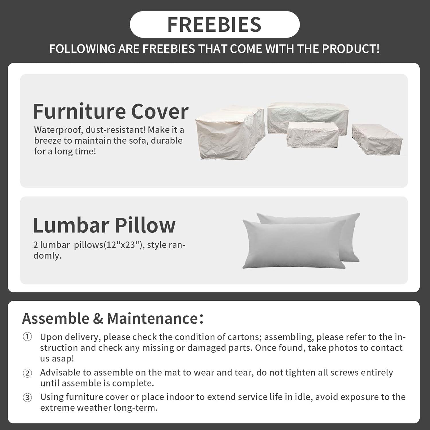 Rattaner Patio Wicker Furniture Set 6 Pieces Outdoor HDPE Wicker Conversation Couch Sectional Chair Sofa Set with Grey Cushions