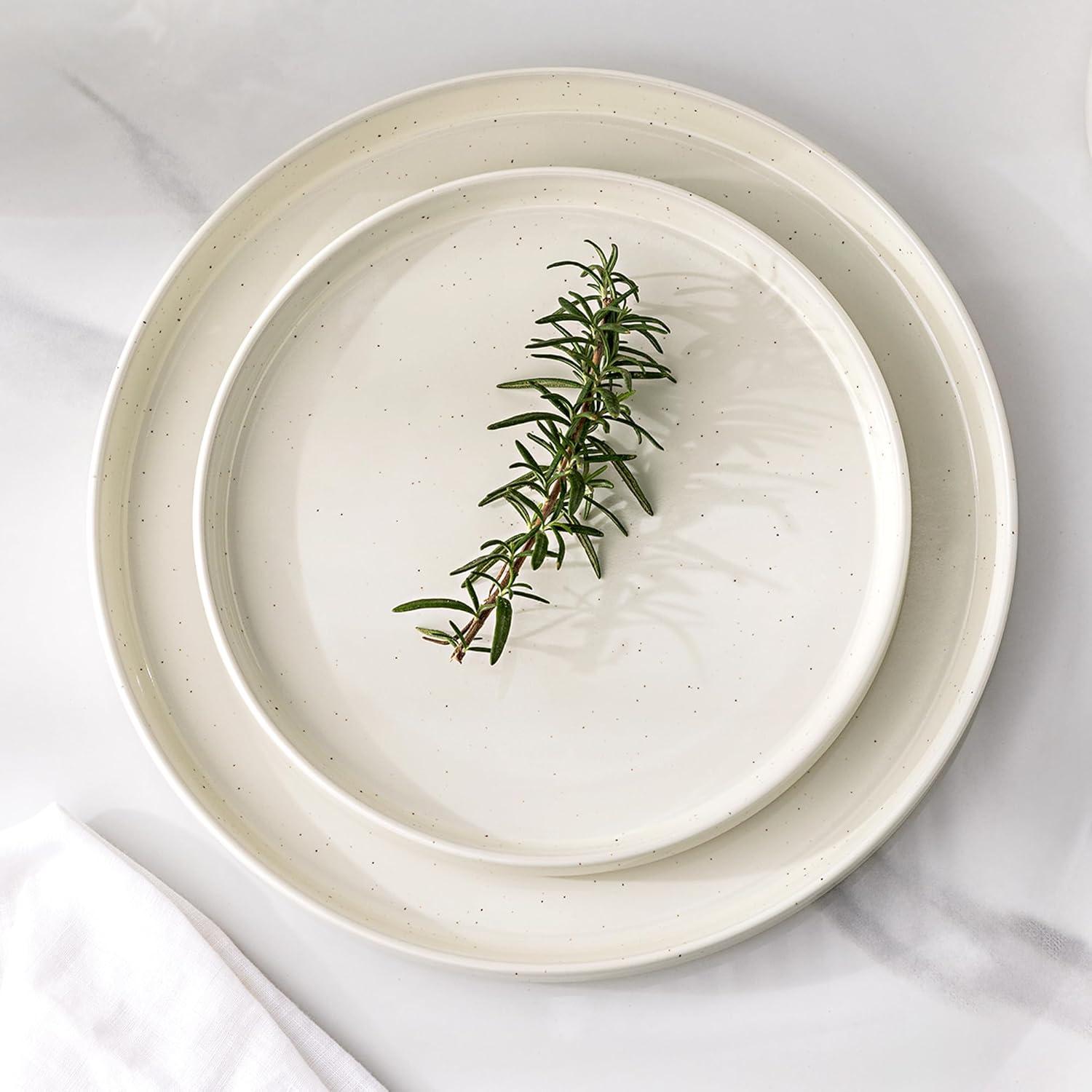 Hokku Designs 6-Person Dinnerware Set, 18-Piece Speckled Plate and Bowl Set