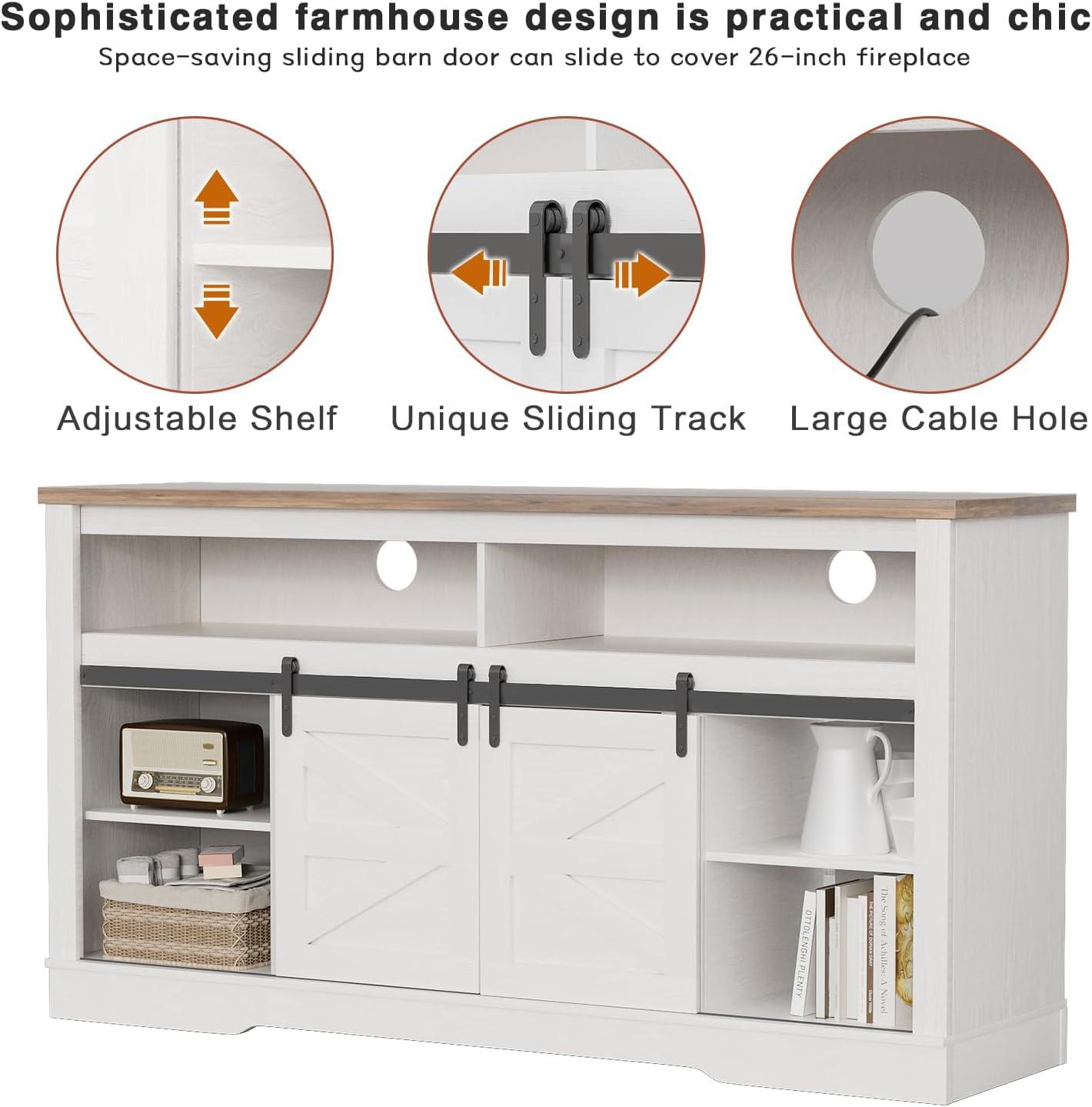 Homall Adjustable Television Stands, Fiberboard White, 59.00 x 15.70 x 32.00 Inches, 136.28 lb