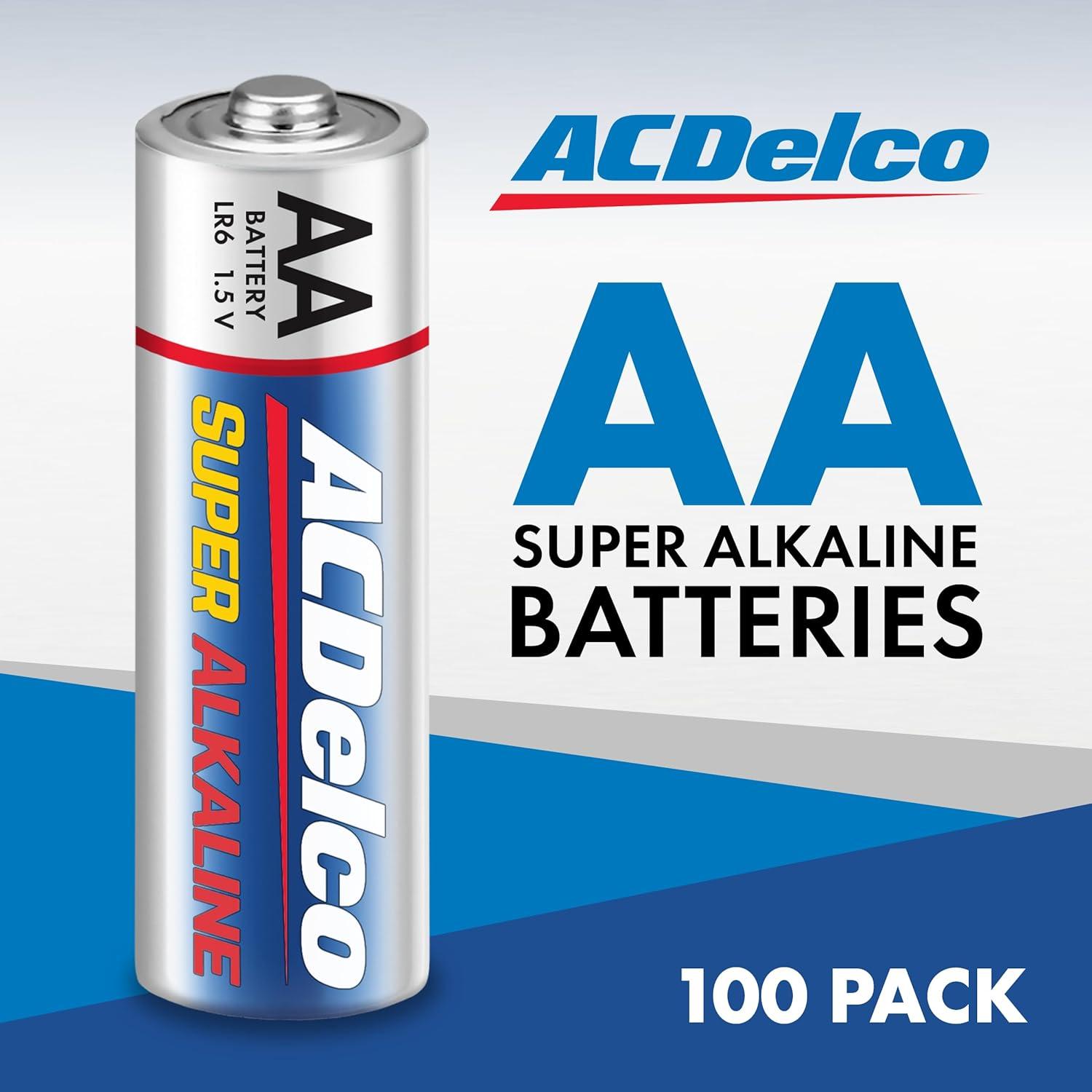 ACDelco AA Batteries, Super Alkaline AA Battery, 1.5-Volt, 100-Count, AC060