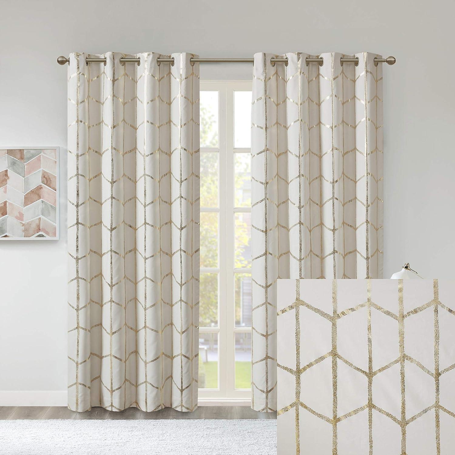 Intelligent Design Raina Geometric Total Blackout Grommet Single Curtain Panel