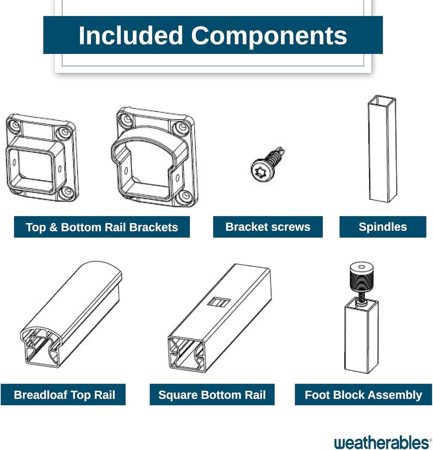Weatherables Stanford Railing Kit – Aluminum Indoor & Outdoor Railing Kit for Decks, Porches & Balconies, Made with Durable & Low-Maintenance White Textured Powder-Coat Finish (36 in. H x 8 ft. W)