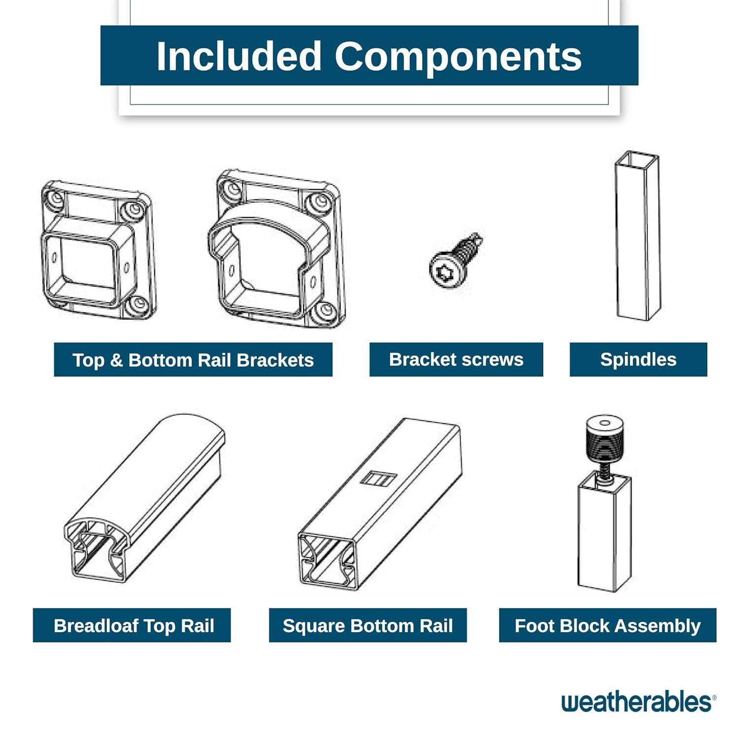 Weatherables Stanford Railing Kit – Aluminum Indoor & Outdoor Railing Kit for Decks, Porches & Balconies, Made with Durable & Low-Maintenance White Textured Powder-Coat Finish (36 in. H x 8 ft. W)