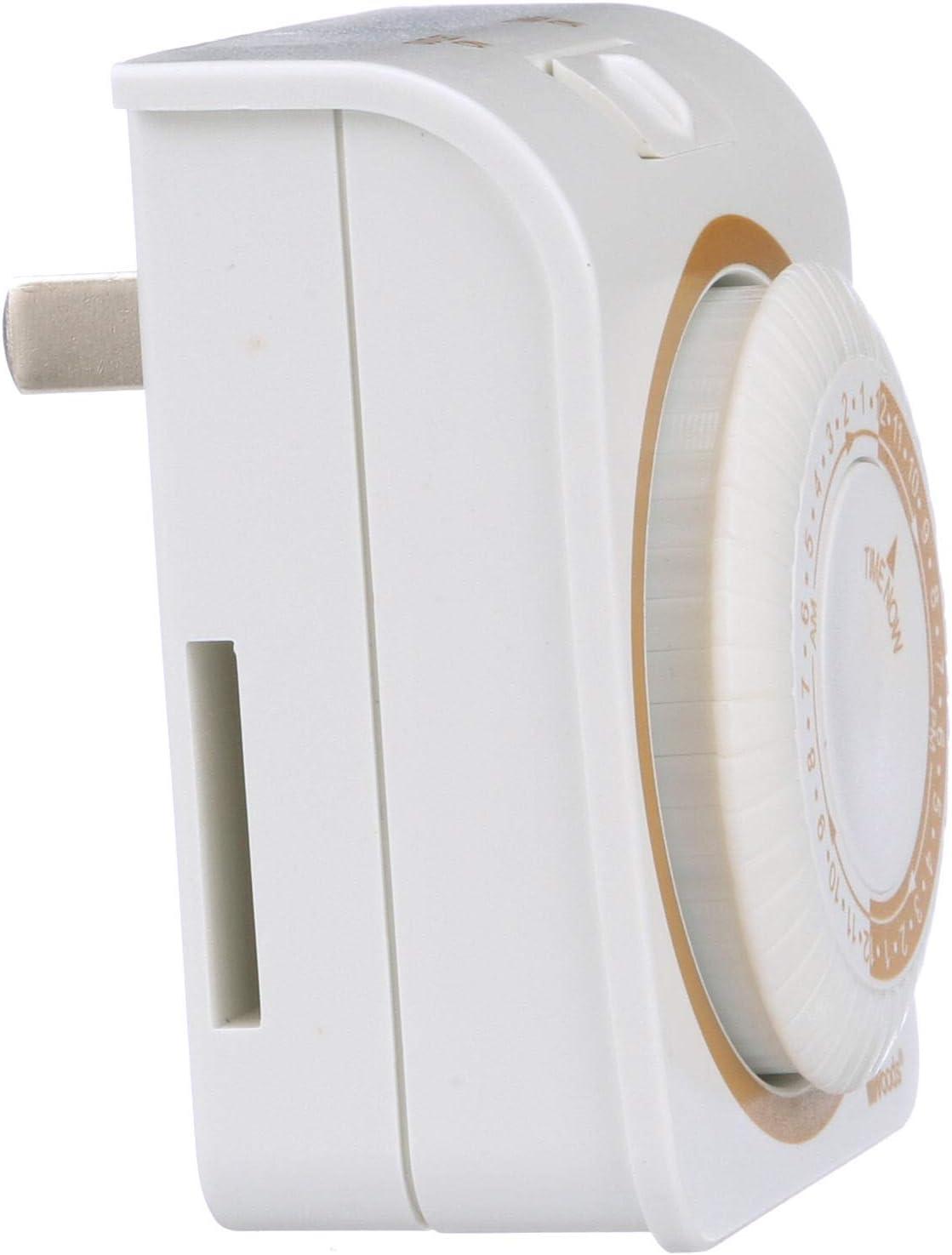 Woods 2-Conductor Indoor Mechanical 24-Hour Lamp Timer, White, 50000