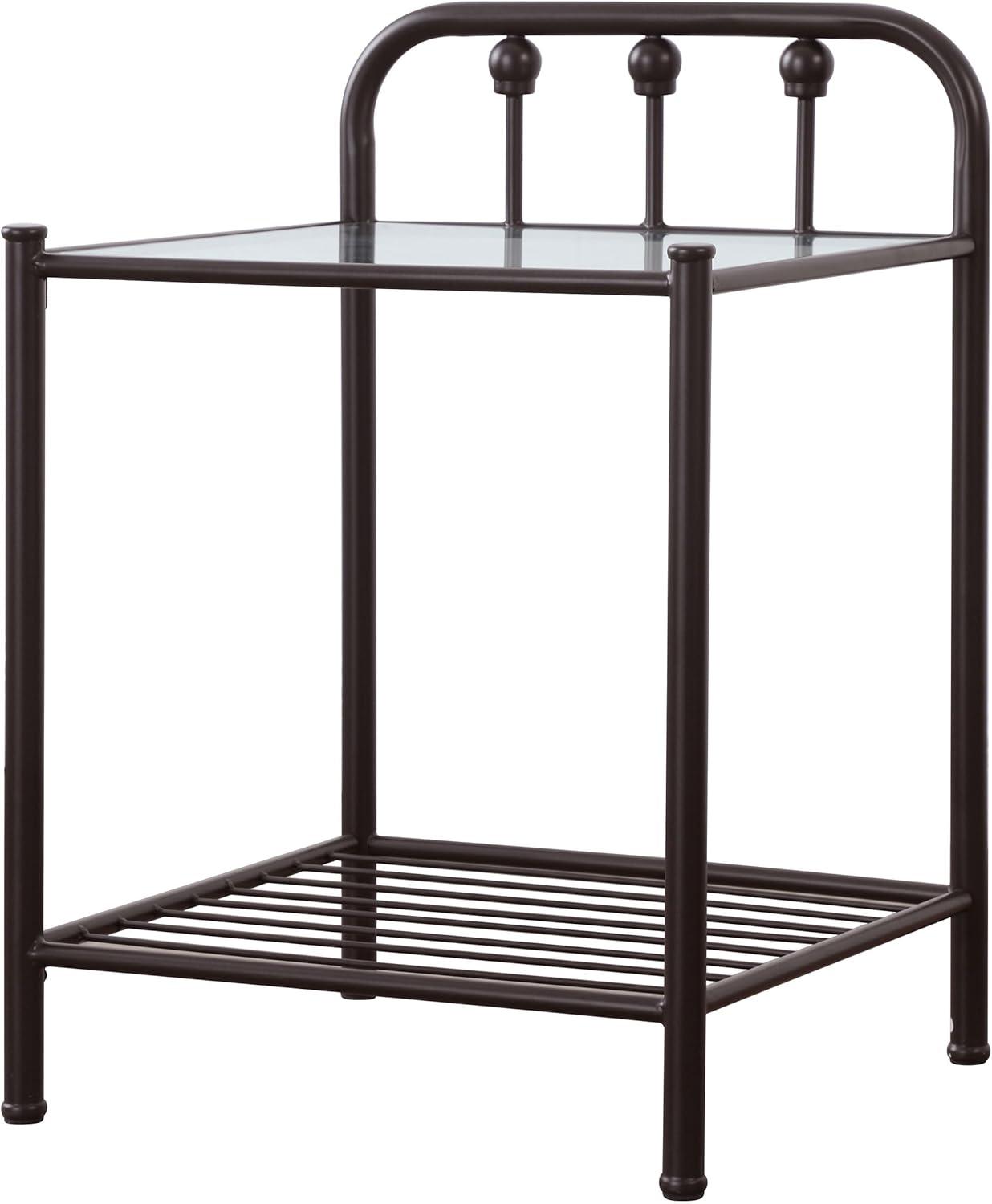 Coaster Livingston Traditional 1 Shelf Metal Nightstand with Glass Top Dark Bronze
