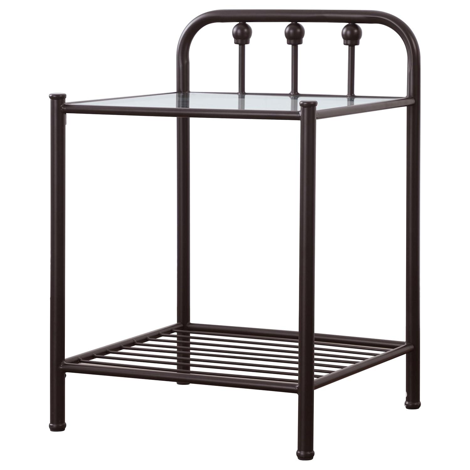 Coaster Livingston Traditional 1 Shelf Metal Nightstand with Glass Top Dark Bronze