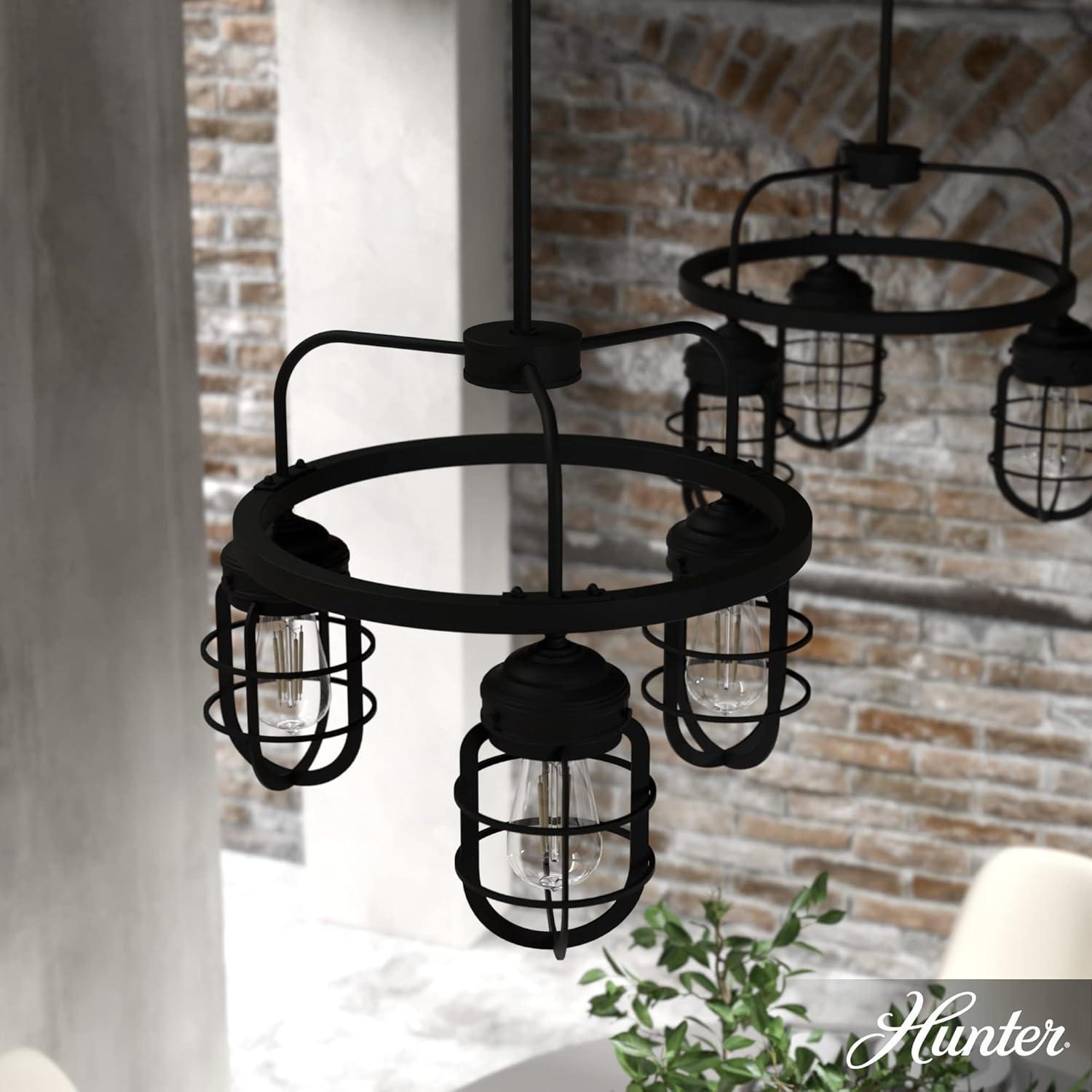 Black Iron Cage 3-Light Chandelier, 20.5"