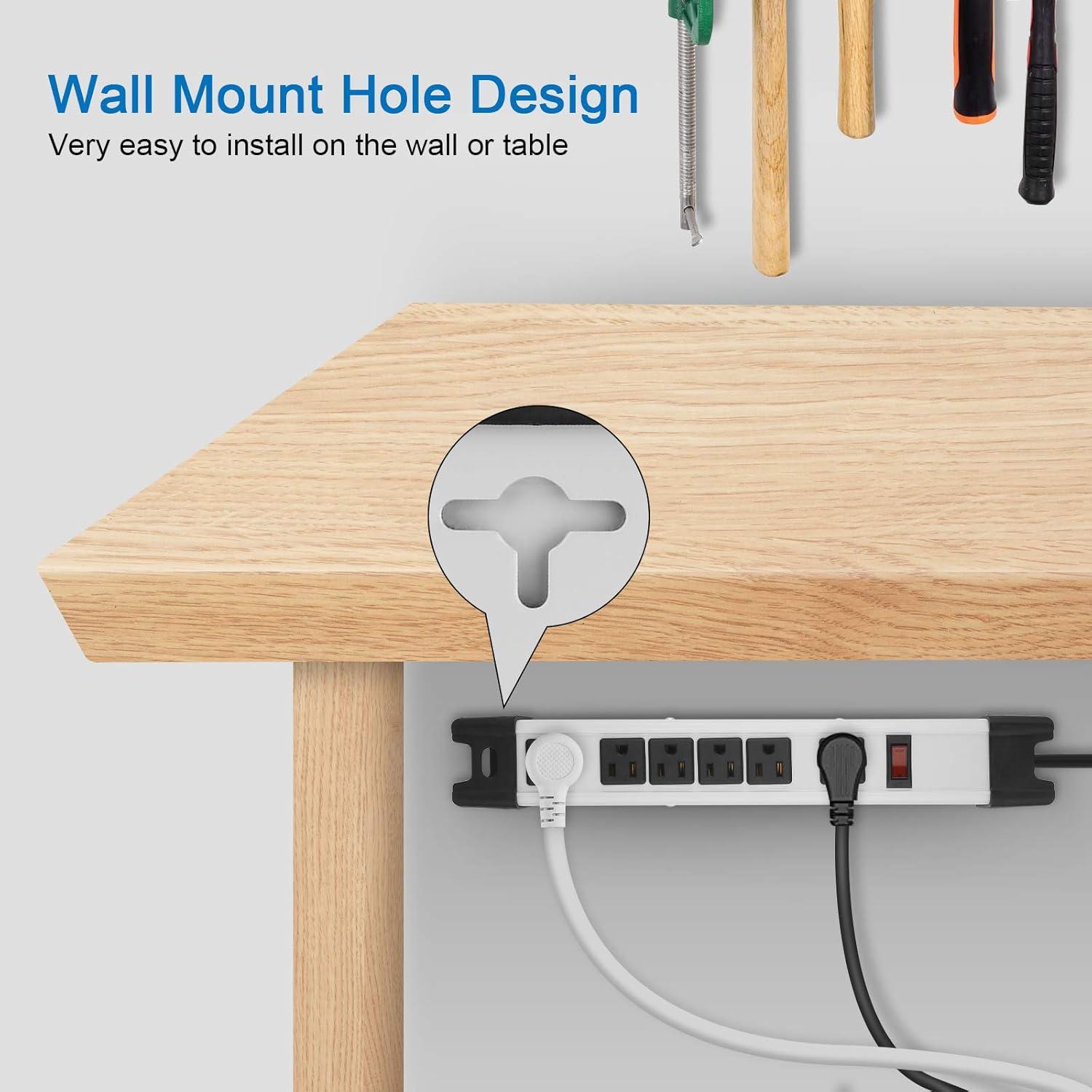 Strongway 6-Outlet Steel Power Strip, 14/3 Ga., 15 Amps
