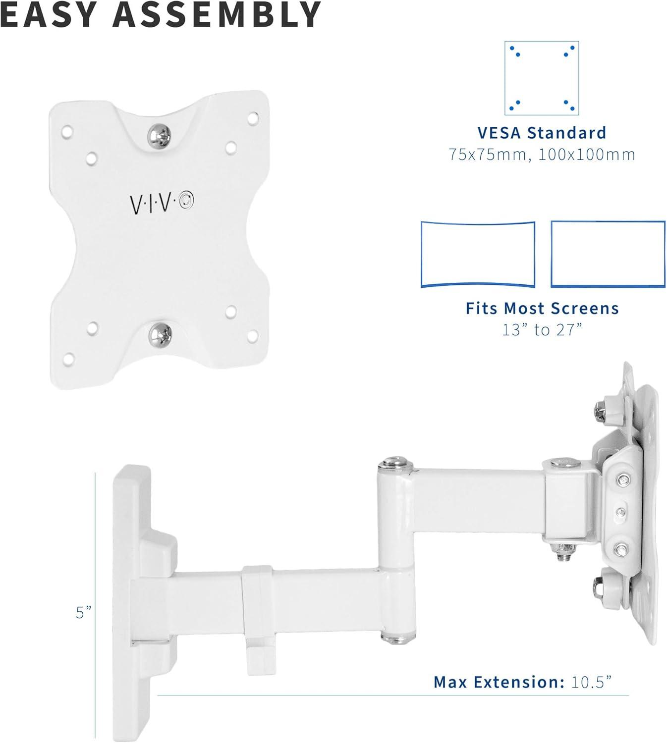 VIVO White Full Motion 13" to 27" LCD LED TV & Monitor Wall Mount