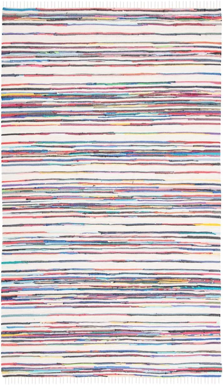 Rag Rug RAR126 Hand Woven Indoor Accent Rug - 4'x6' - Ivory/Multi - Safavieh