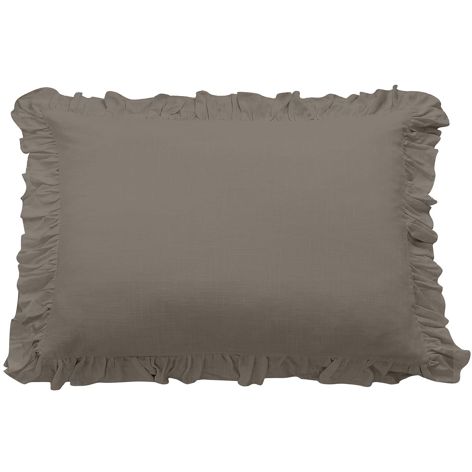 HiEnd Accents Lily Washed Linen Ruffled Classic Chic Romantic Farmhouse Pillow Sham