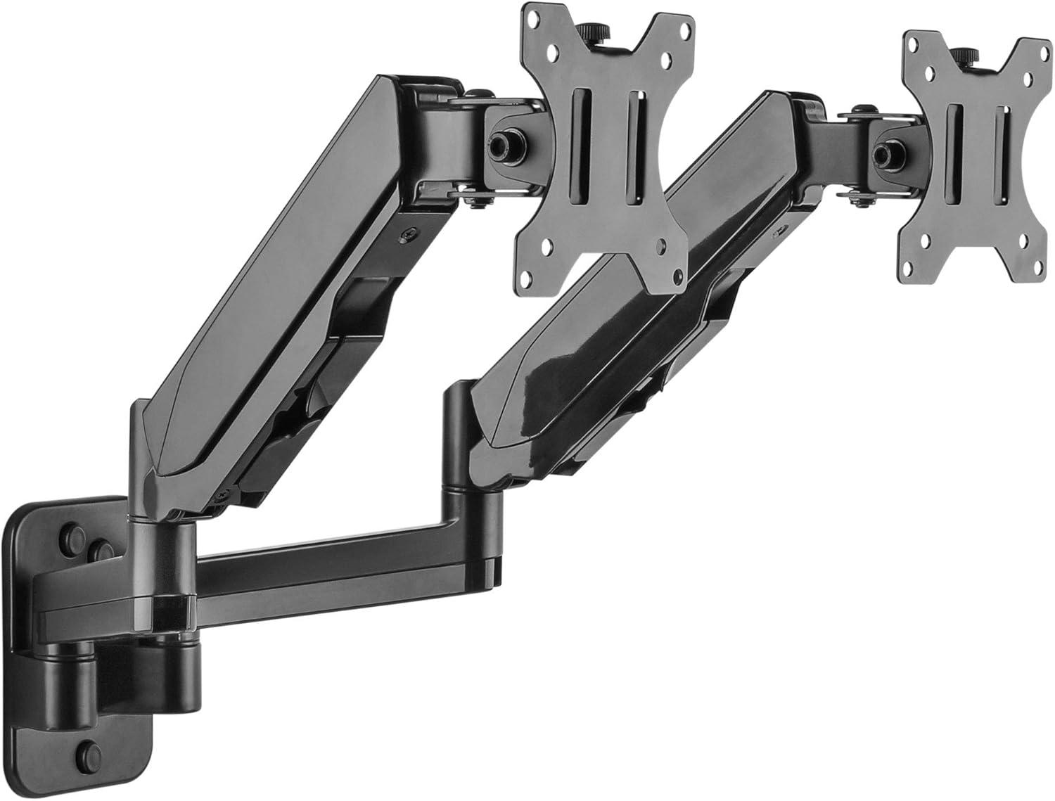 Mount-It! Height Adjustable Dual Monitor Wall Mount | Supports Monitors w/ 75x75mm and 100x100mm VESA Patterns & Screens 17" to 32" | Cable Management