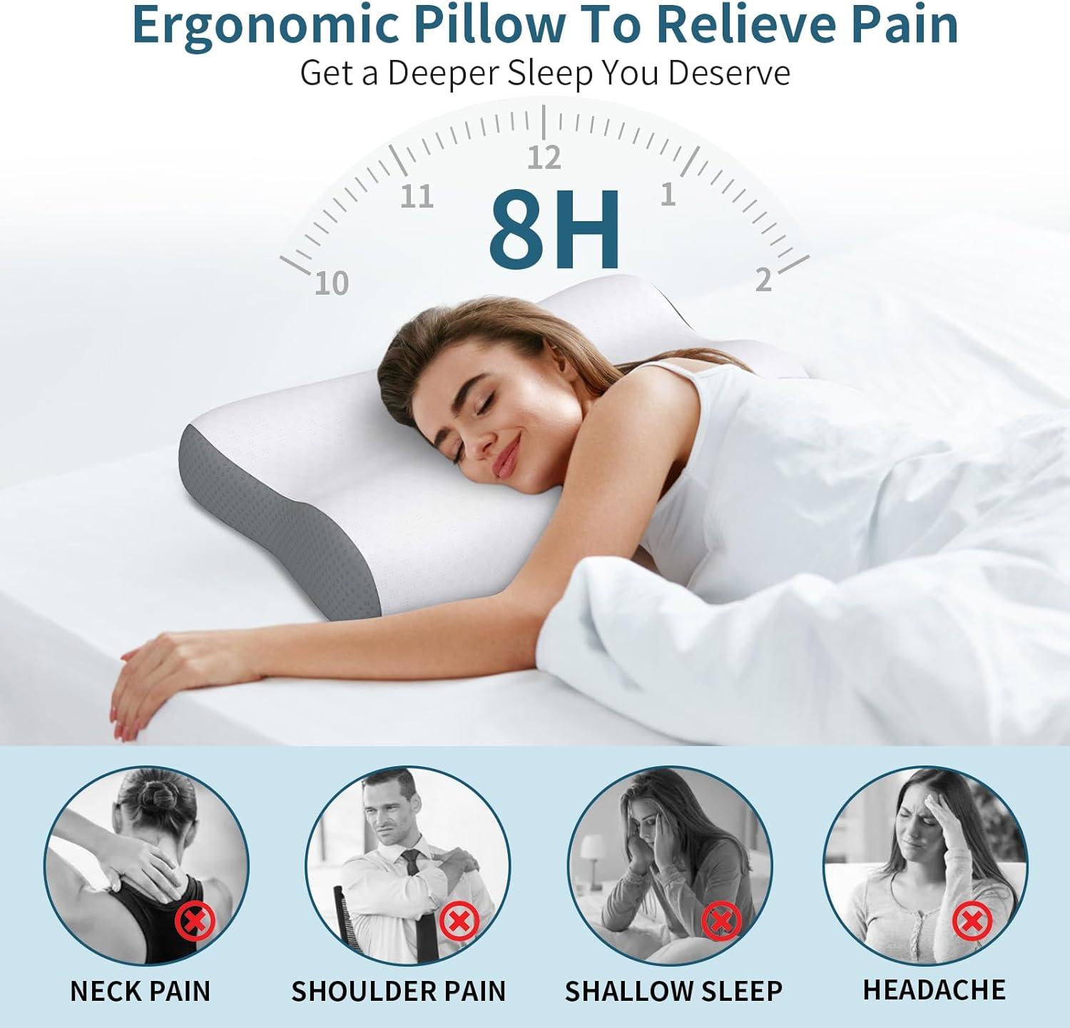 Cervical Pillows Memory Foam Pillows For Neck Pain Relief, Ergonomic Pillows For Shoulder Pain Relief, Contour Pillows To Aid In Sleeping, Orthopedic Bed Pillows For Neck Support For Side Or Stomach Sleepers