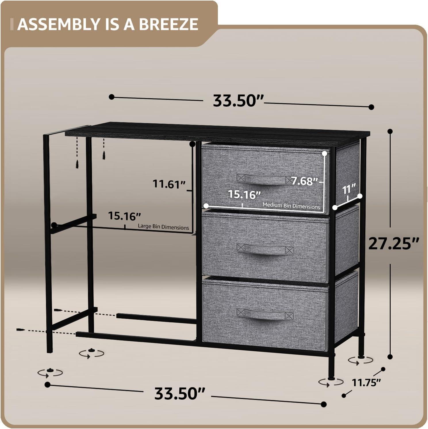 Sorbus Dresser with 7 Drawers - Chest Organizer Tower Unit with Steel Frame, Wood Top, Easy Pull Fabric Bins - Storage Furniture for Bedroom, Hallway, Closet & Office Organization