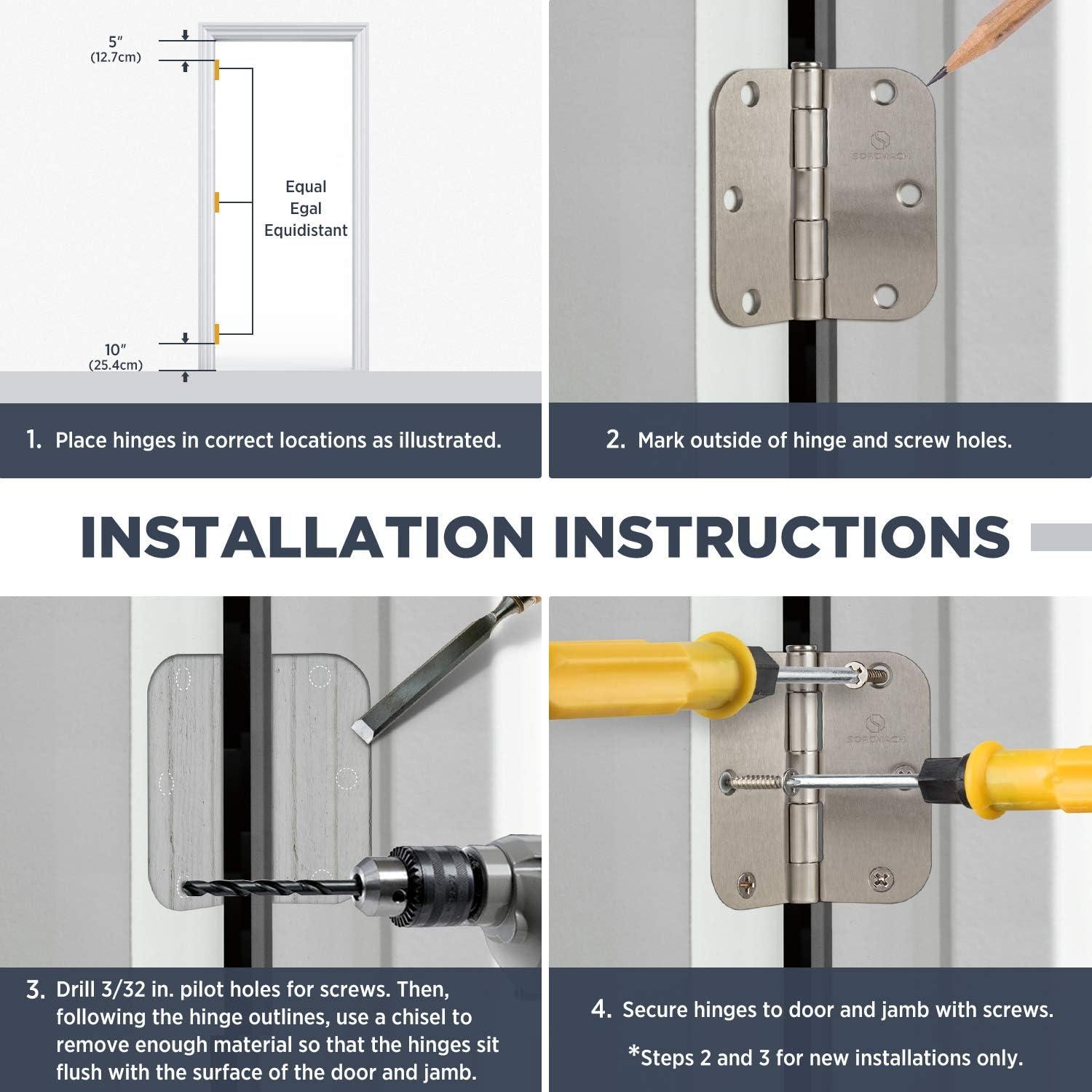 4" H x 4" W Removable Pin 12 Door Hinges (Set of 12)