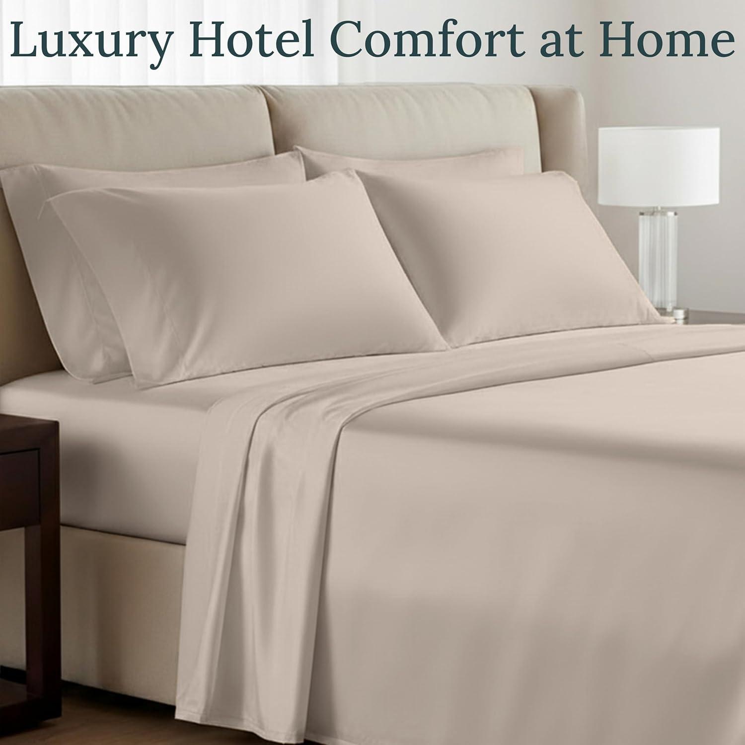 Luxury 1000 Thread Count Bed Sheets Set - 100% Cotton Sateen - Soft, Thick & Deep Pocket by California Design Den - Bright White, Split King