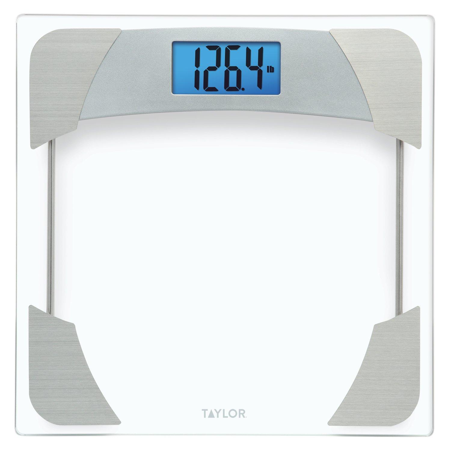 Taylor Digital Glass Bathroom Scale Stainless Steel Accents