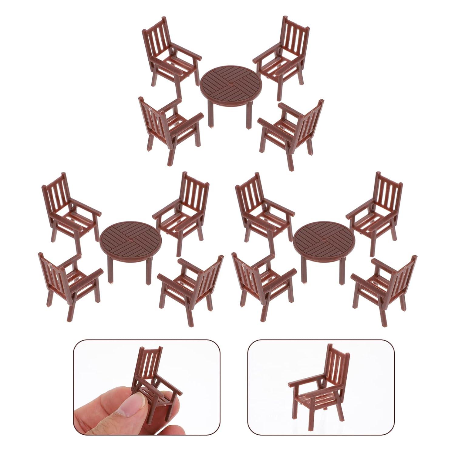 Mini Table and Chairs Dollhouse Miniature Garden Furniture Outdoor Bathroom Decorations Micro Scene Child 4 Sets