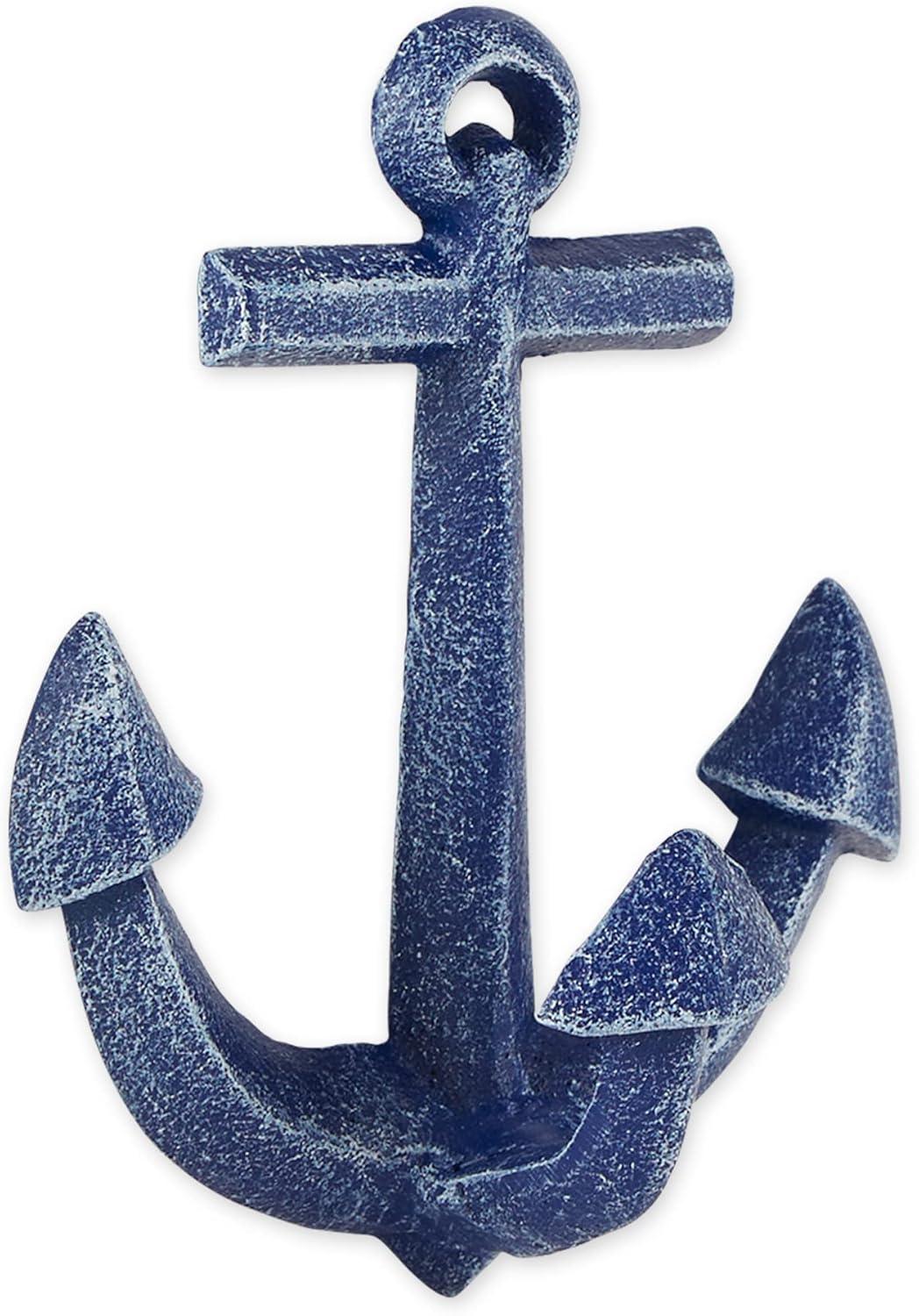 DII Decorative Cast Iron Wall Hook Collection, Blue Anchor