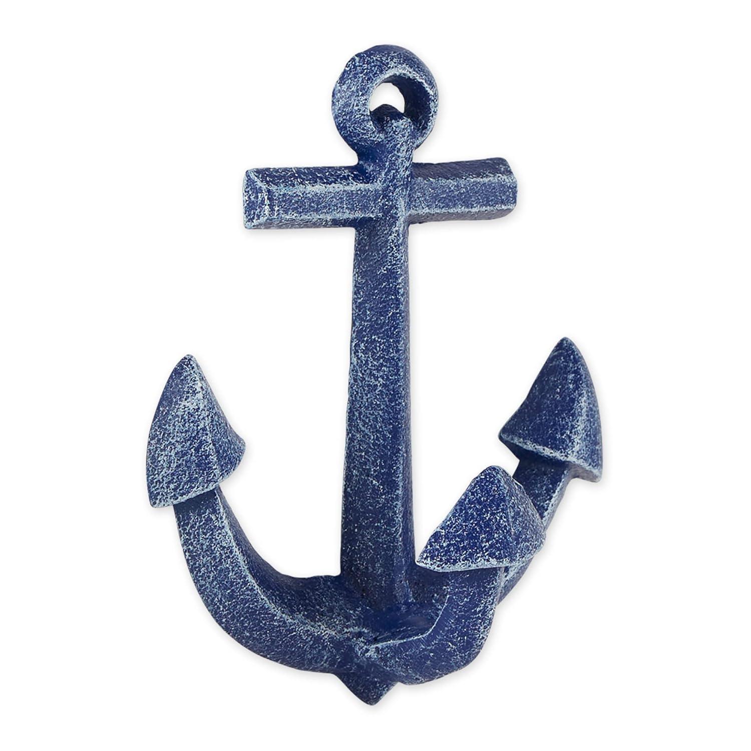 DII Decorative Cast Iron Wall Hook Collection, Blue Anchor
