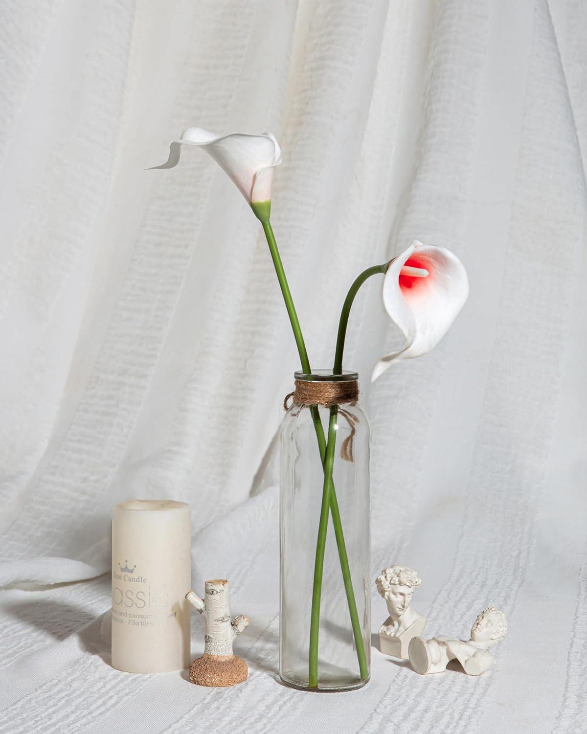 DuHouse 20Pcs Artificial Calla Lily Flower Real Touch Latex Flowers for DIY Wedding Bouquet Party Home Decor (White Red)