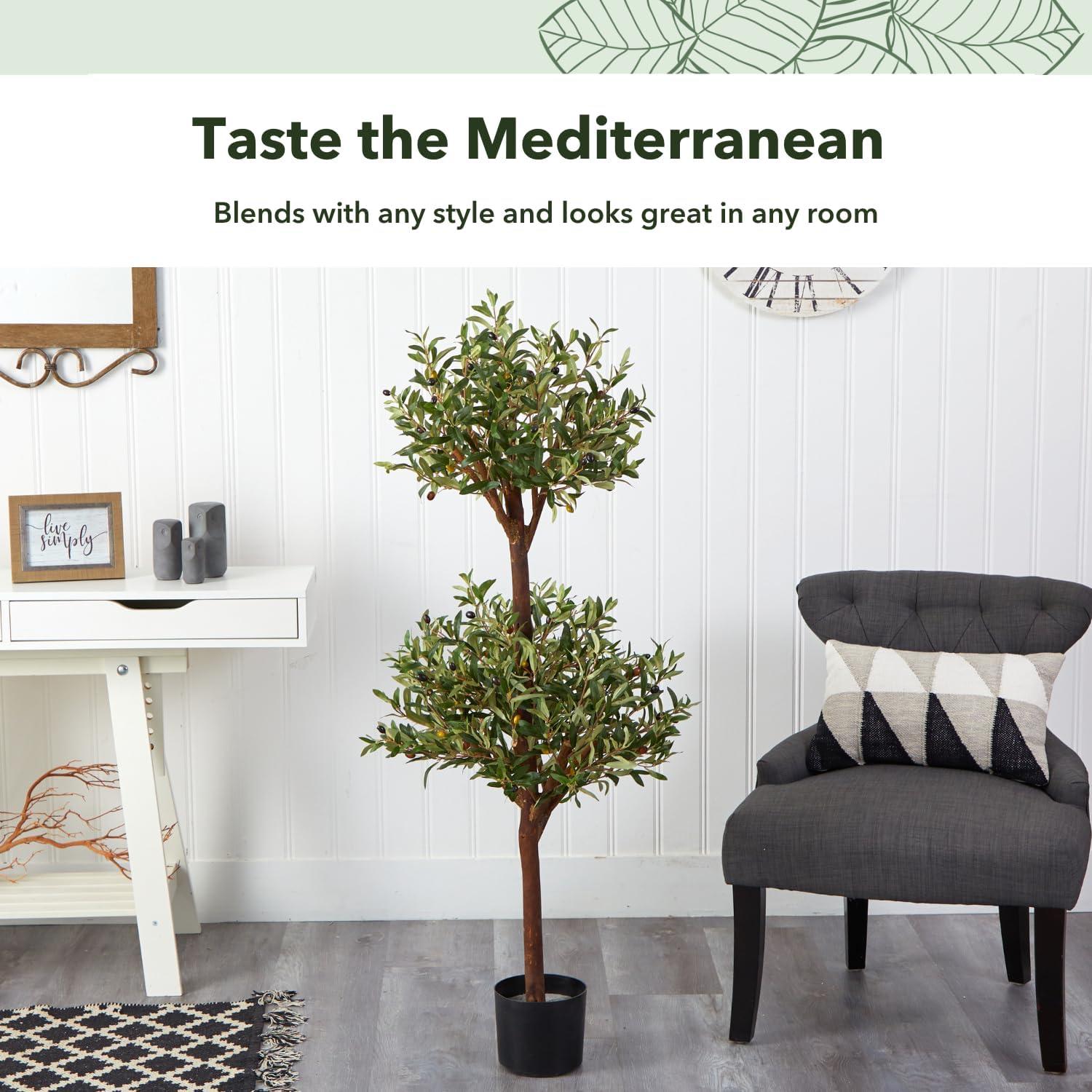 Primrue 4.5ft. Olive Double Topiary Silk Tree