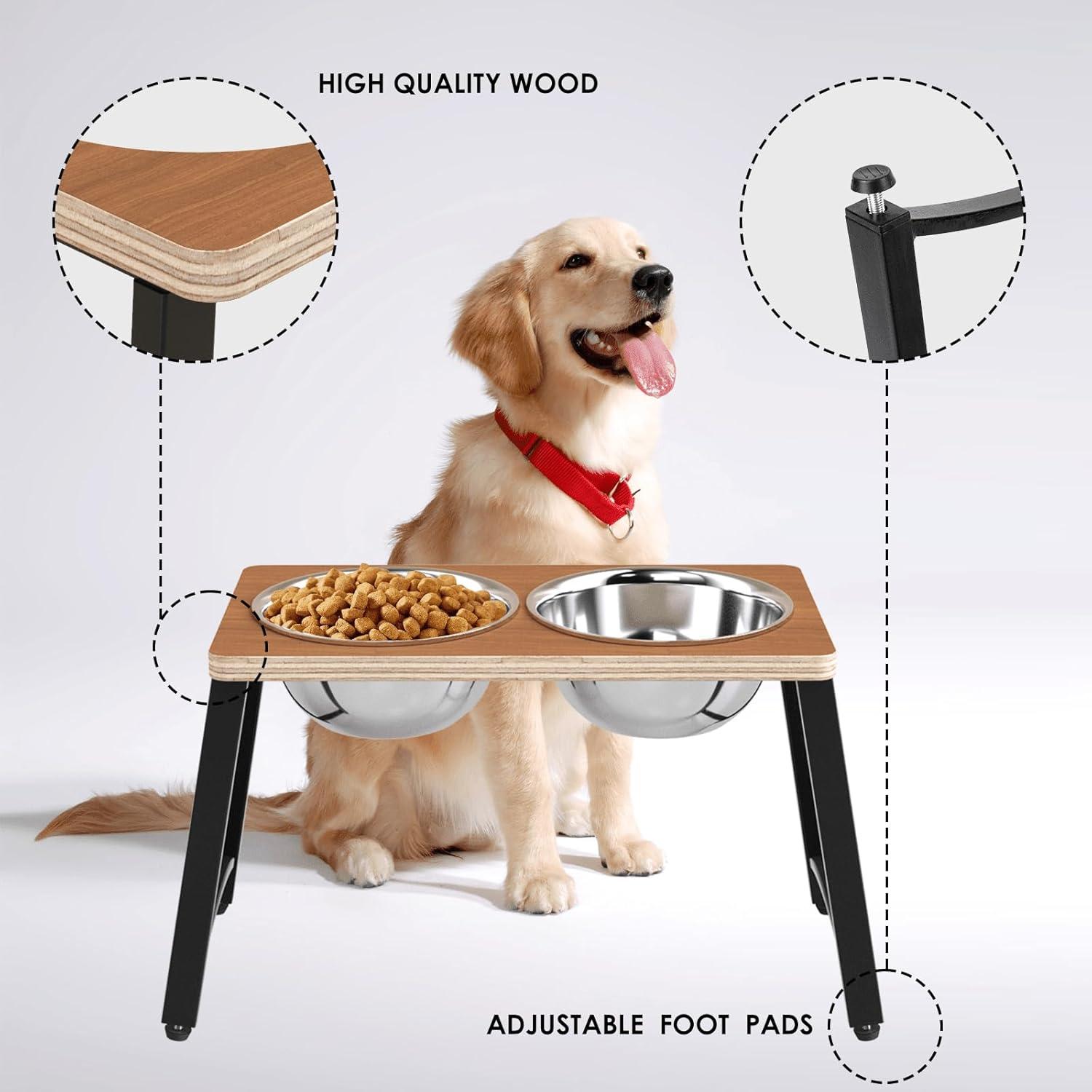 Elevated Dog Bowls for Large Dogs with Spill Proof Mat, Raised Dog Bowl Stand with 2 Large Stainless Steel Bowls - 1700 ML Capacity 11.2" Tall, Dog Food & Water Bowls for Large Sized Dog