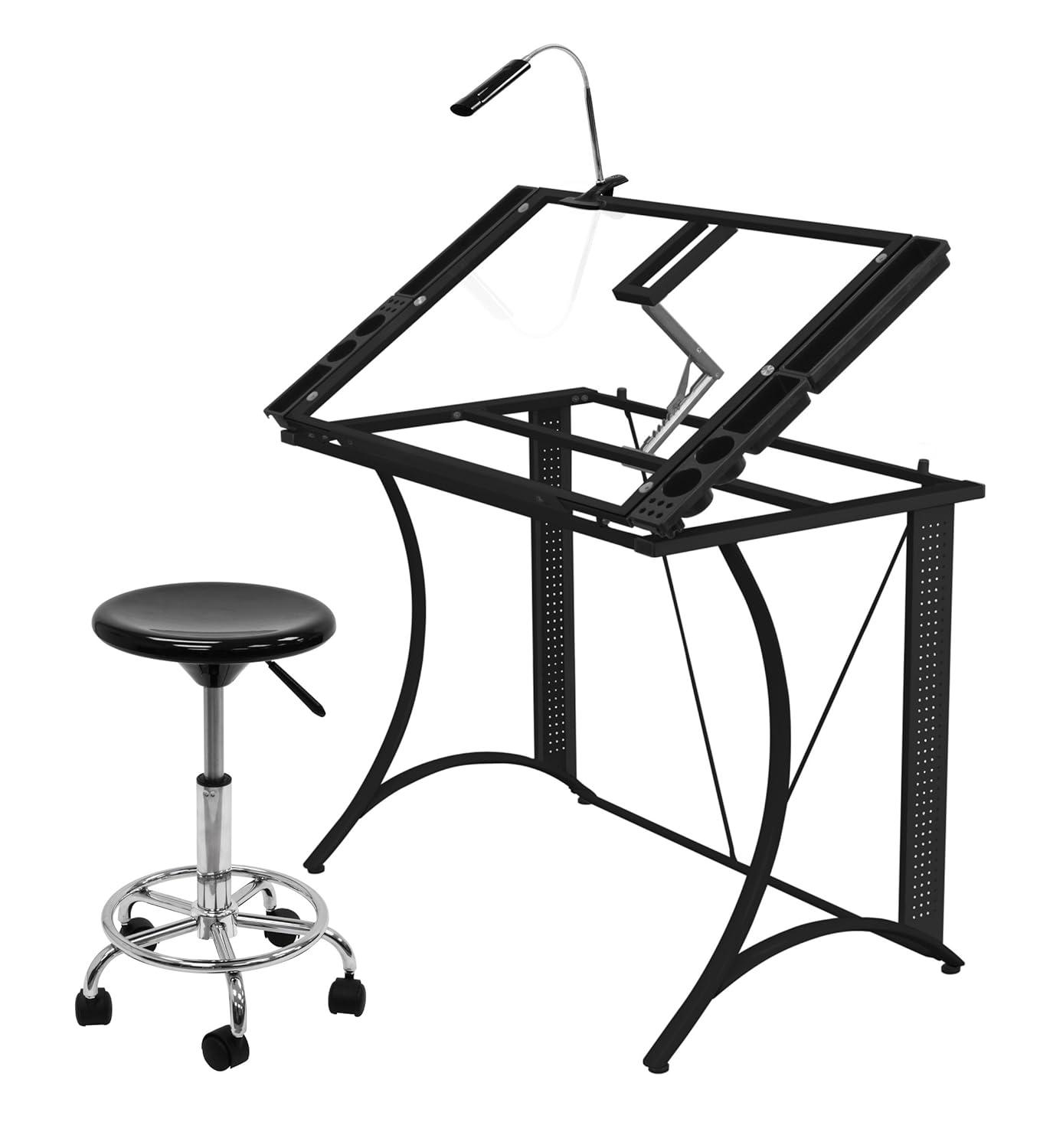 Inbox Zero Cowgill Adjustable Height Industrial Stool with Footring Wheels